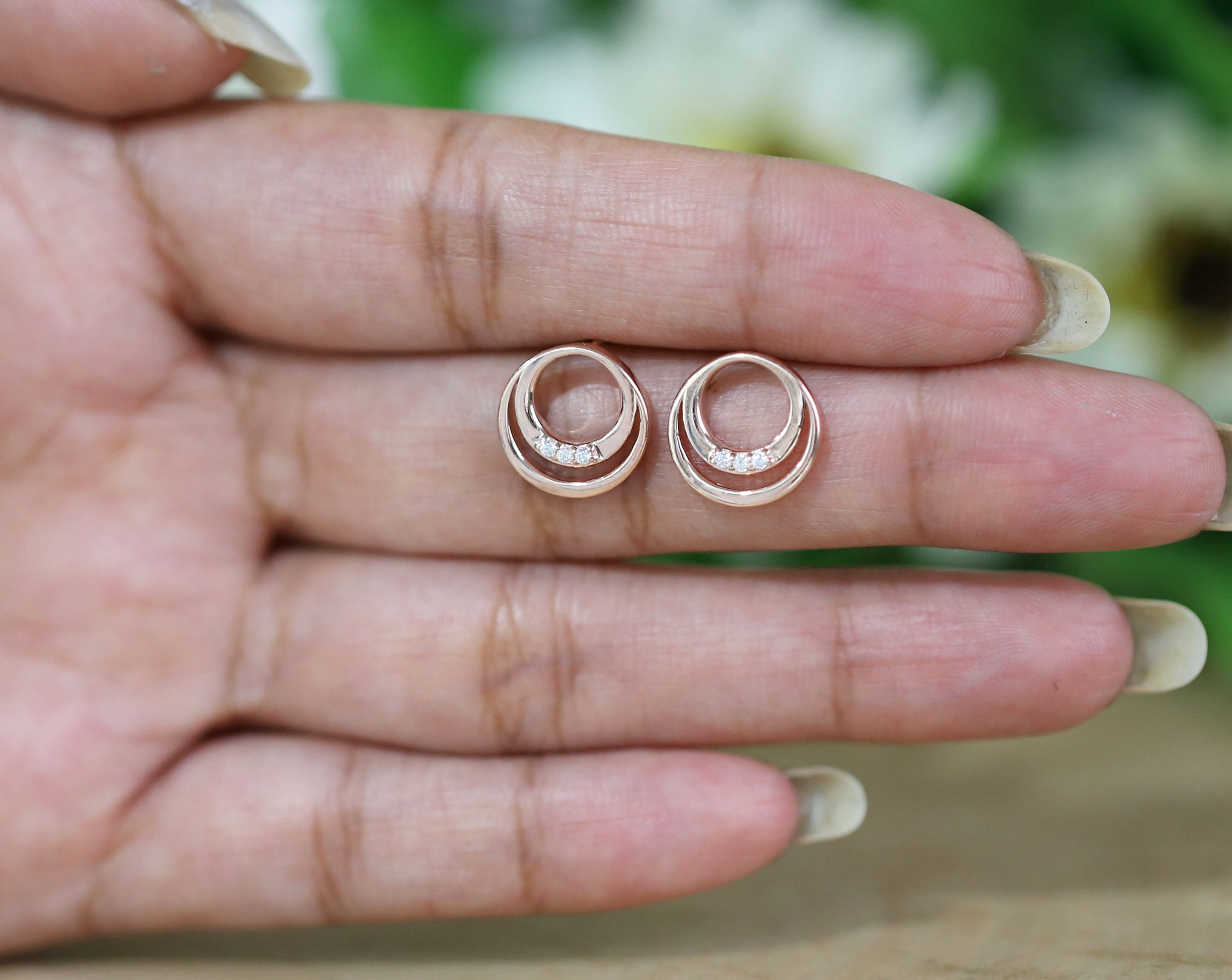 Round White Color Diamond Earring Engagement Wedding Gift Earring 14K Solid Rose White Yellow Gold Earring 0.04 CT KD982