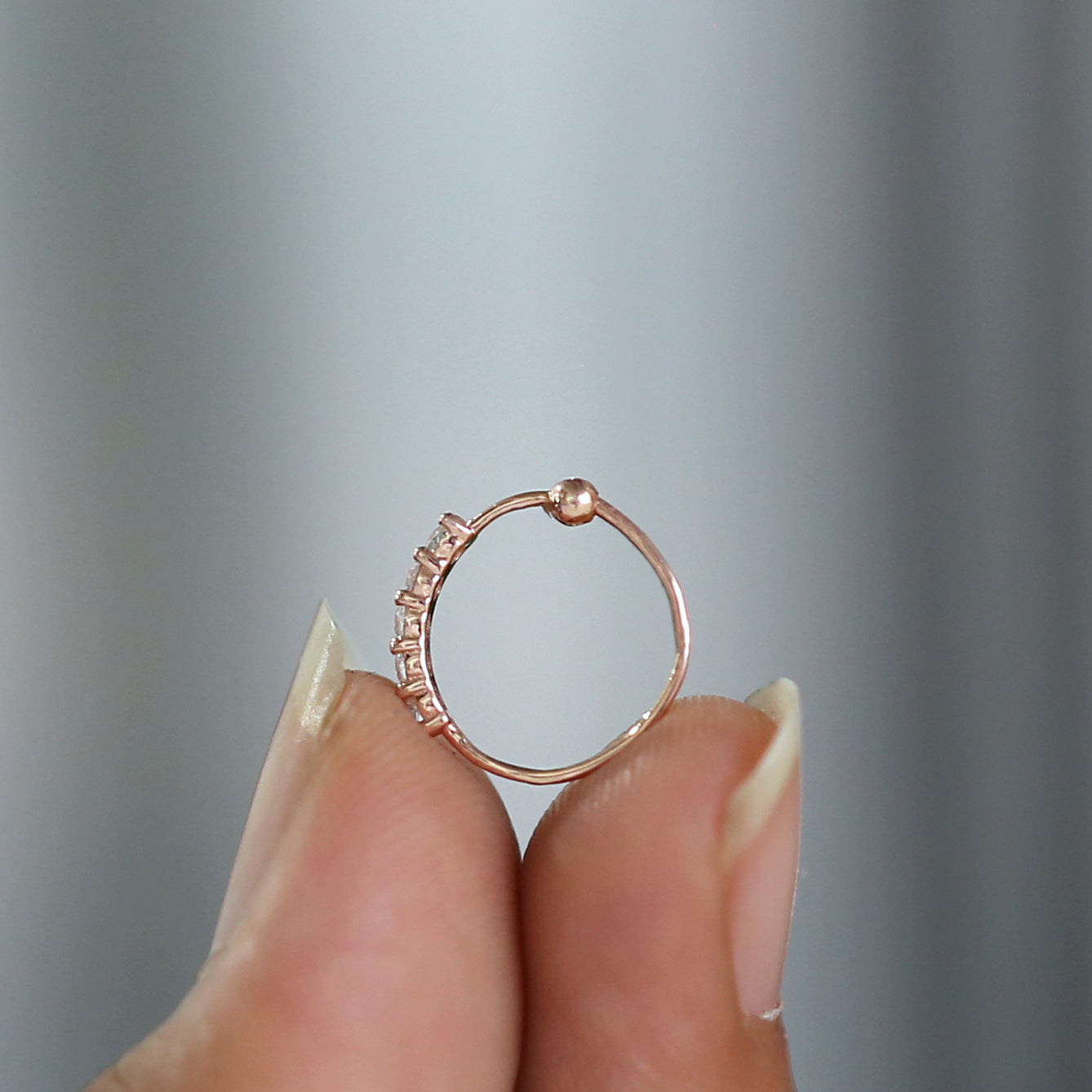 Natural Round White Diamond Nose Rings Engagement Wedding Gift Nose Ring 14K Solid Rose White Yellow Gold Nose Ring 0.08 CT KD988