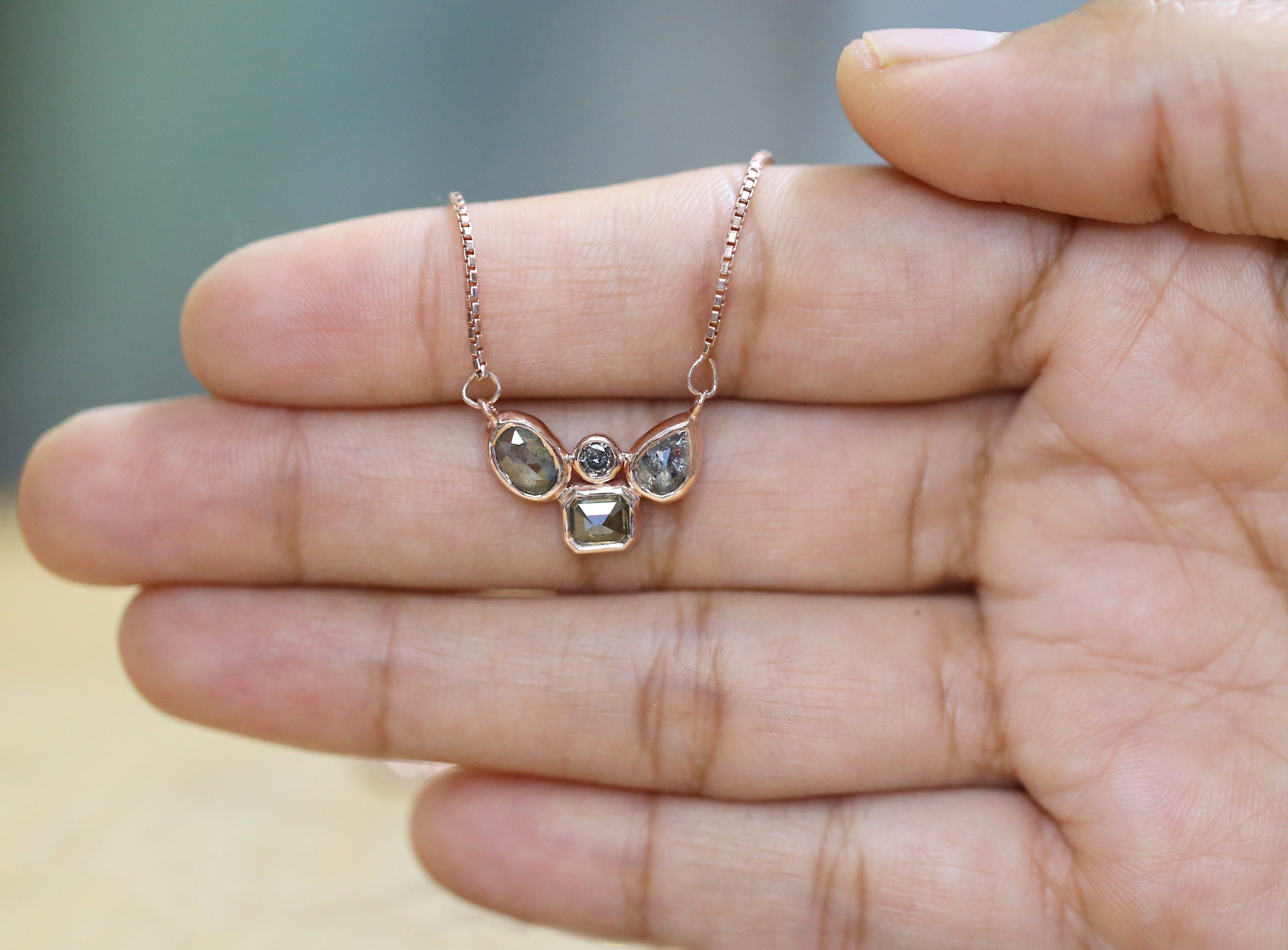 Mix Shape Salt And Pepper Diamond Pendant, Unique Diamond Pendant, Salt And Pepper Diamond Pendant, No Chain Including Only Pendant KDL005