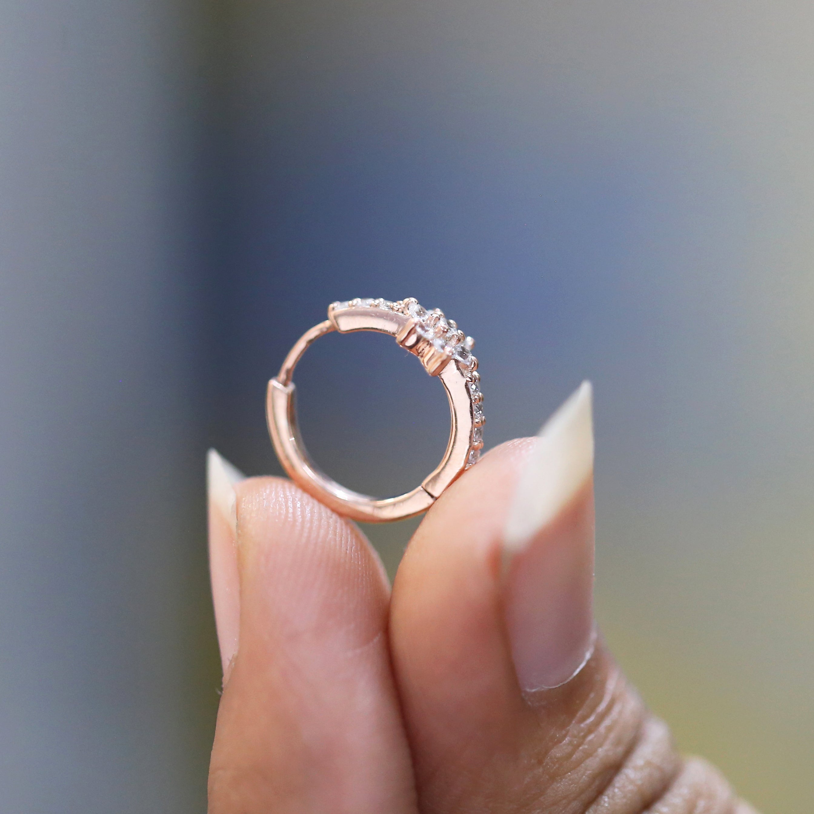 Natural White Round Diamond Nose Rings Engagement Wedding Gift Nose Ring 14K Solid Rose White Yellow Gold Nose Ring 0.16 CT KD951