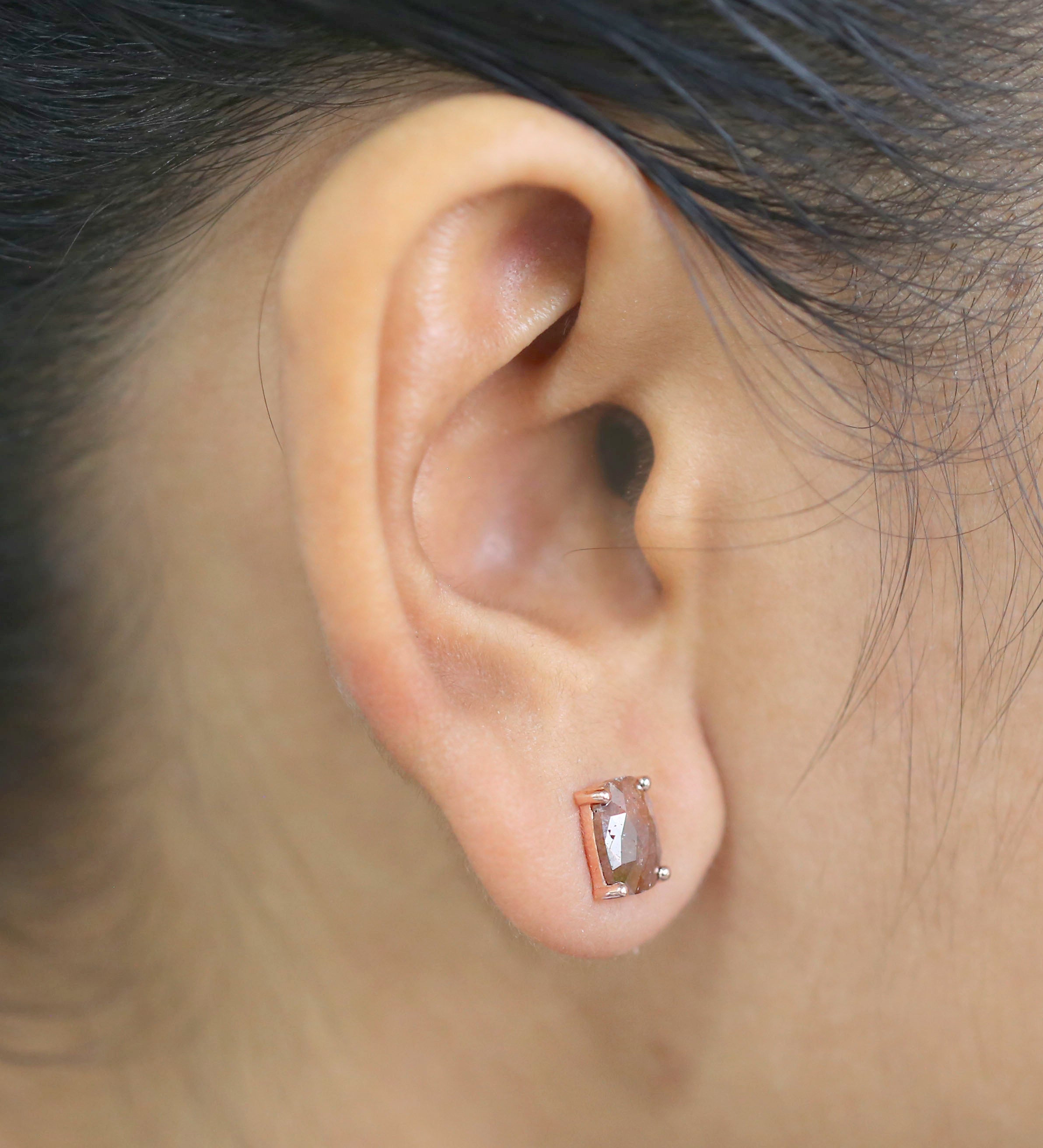 Cushion Brown Color Diamond Earring Engagement Wedding Gift Earring 14K Solid Rose White Yellow Gold Earring 2.49 CT KDN8224