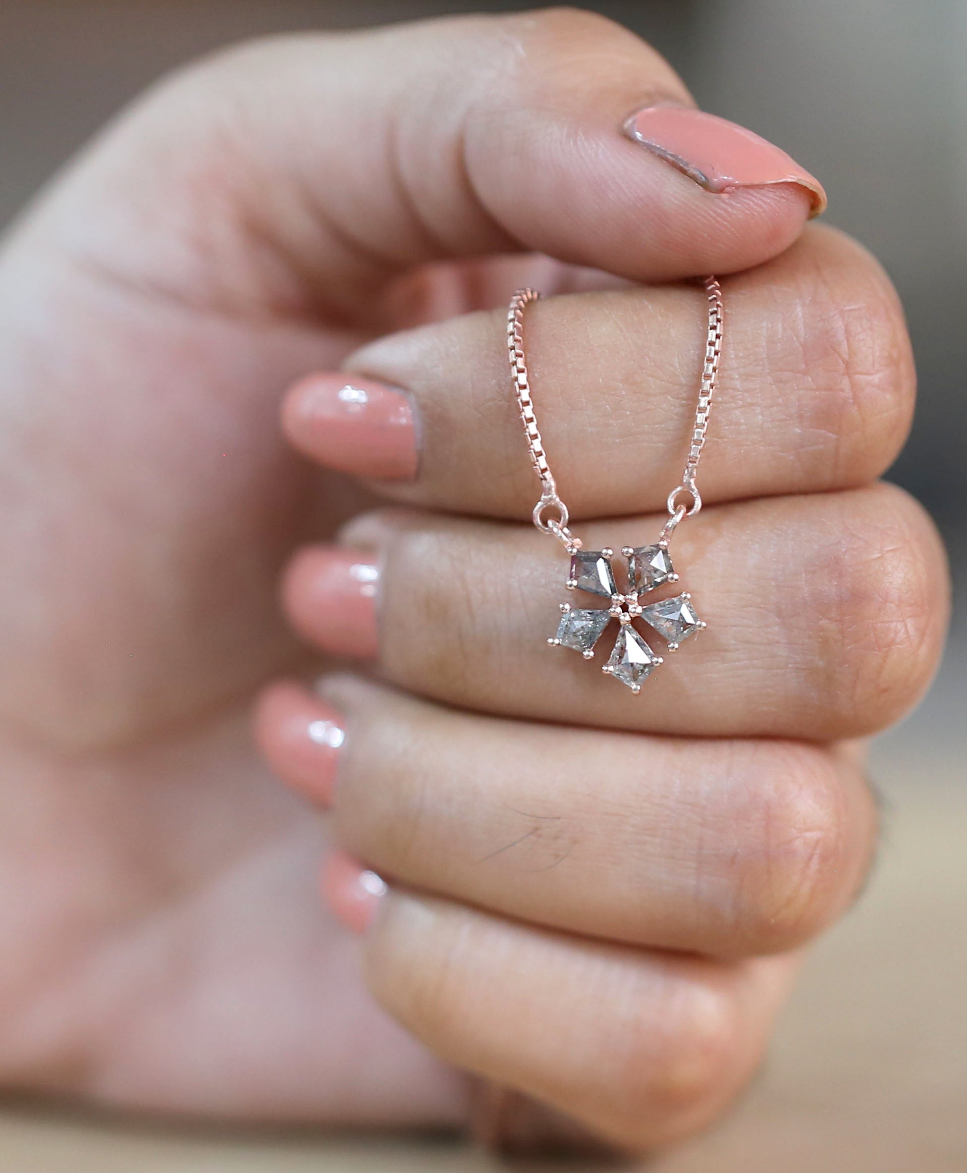 Kite Salt And Pepper Diamond Pendant Engagement Wedding Gift Pendant 14K Solid Rose White Yellow Gold Pendant 0.77 CT KDN1331