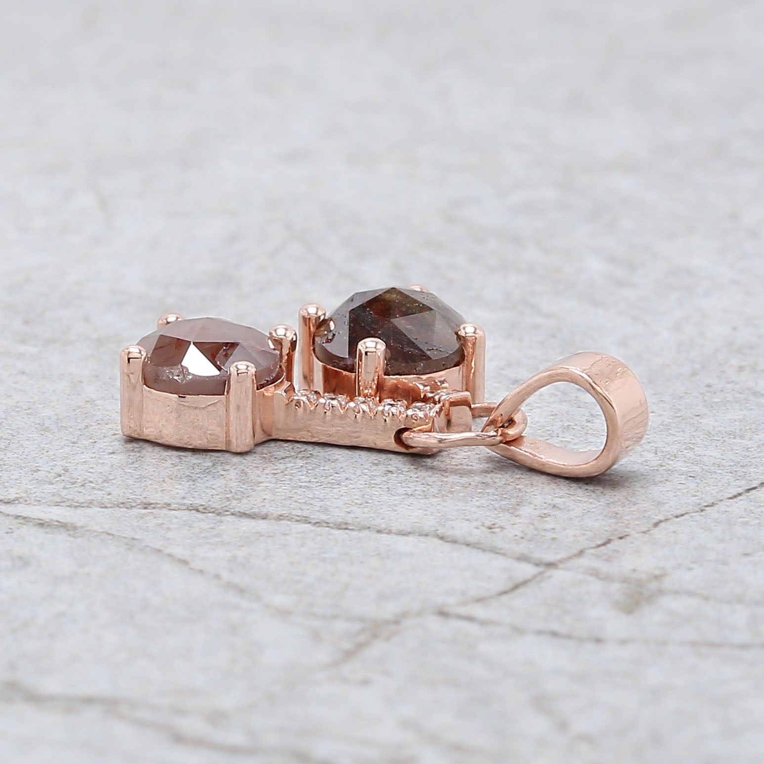 Round Rose Cut Diamond Pendant, Unique Diamond Pendant, Brown Diamond Pendant, Brown Round Pendant, No Chain Including Only Pendant, KDL6348