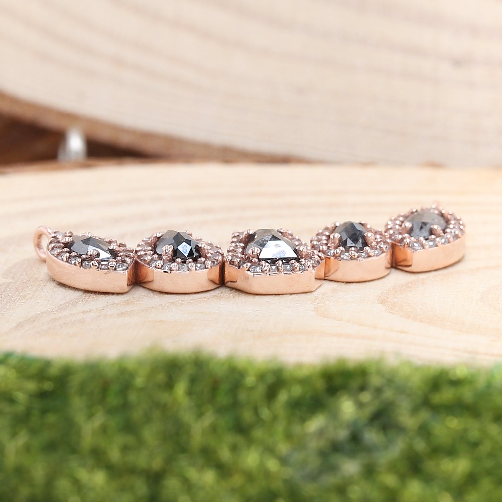 Mix Shape Salt And Pepper Diamond Pendant Engagement Wedding Gift Pendant 14K Solid Rose White Yellow Gold Pendant 1.17 CT KDN1804