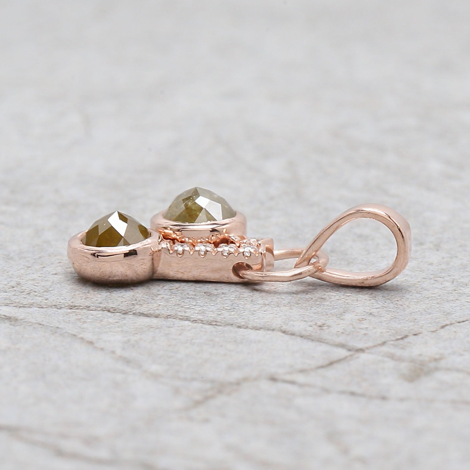 Round Rose Cut Yellow Color Diamond Pendant Engagement Wedding Gift Pendant 14K Solid Rose White Yellow Gold Pendant 0.84 CT KDK1203