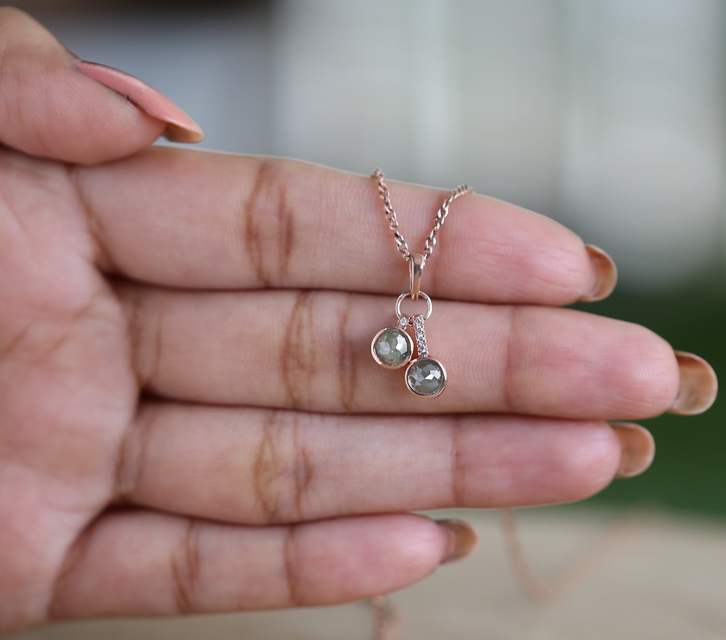Round Rose Cut Diamond Pendant, Unique Diamond Pendant, Grey Diamond Pendant, Grey Round Pendant, No Chain Including Only Pendant KDL6383