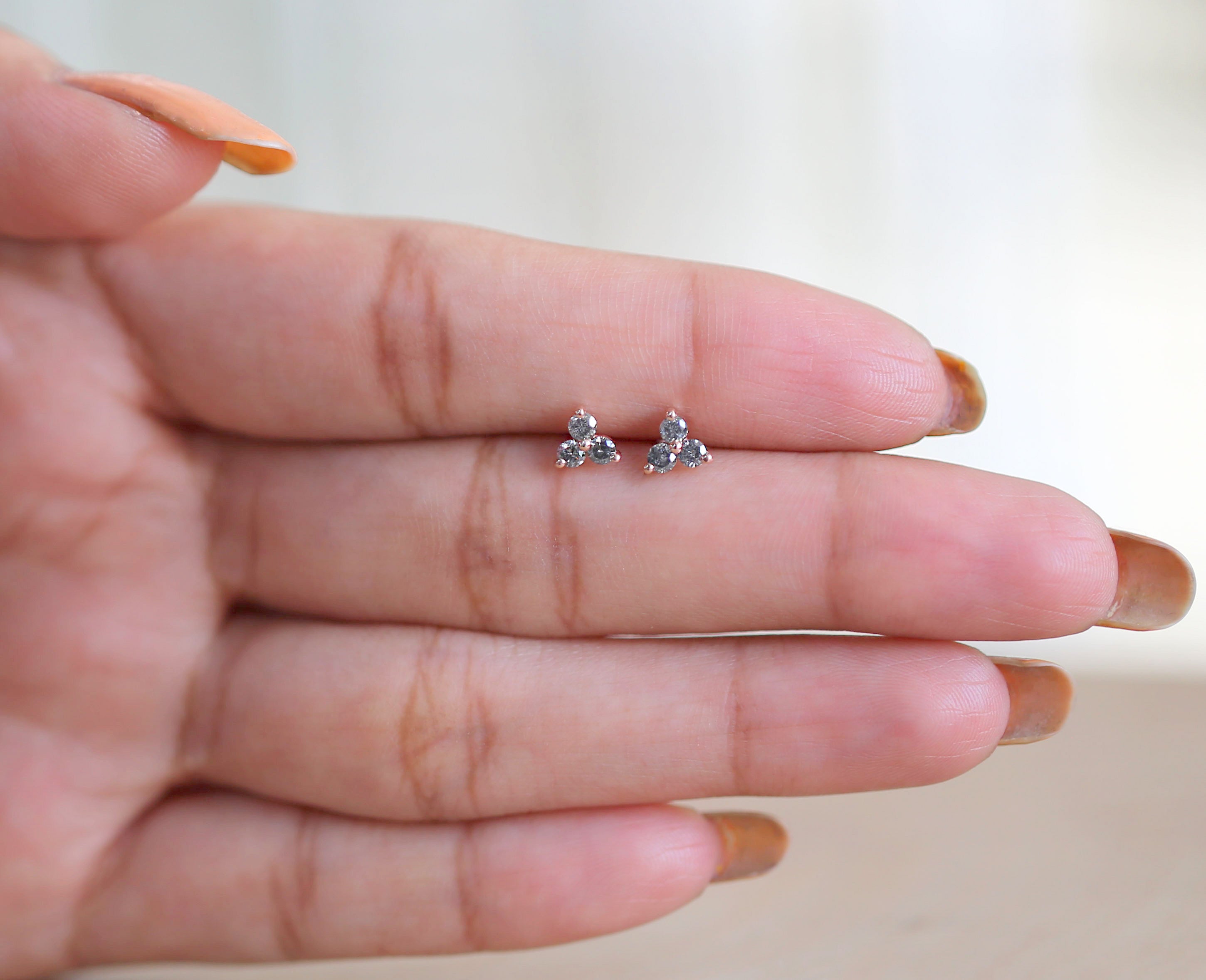 Round Salt And Pepper Diamond Earring Engagement Wedding Gift Earring 14K Solid Rose White Yellow Gold Earring 0.28 CT KD1025