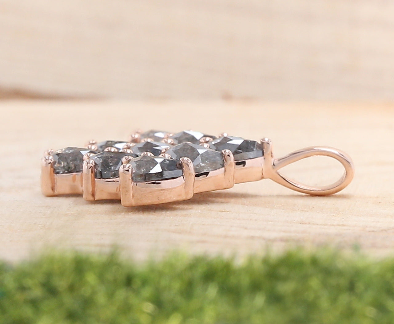 Pear Cut Salt And Pepper Diamond Pendant 1.13 Ct 4.00 MM Pear Shape Diamond Pendant 14K Solid Rose Gold Silver Engagement Pendant QL1284