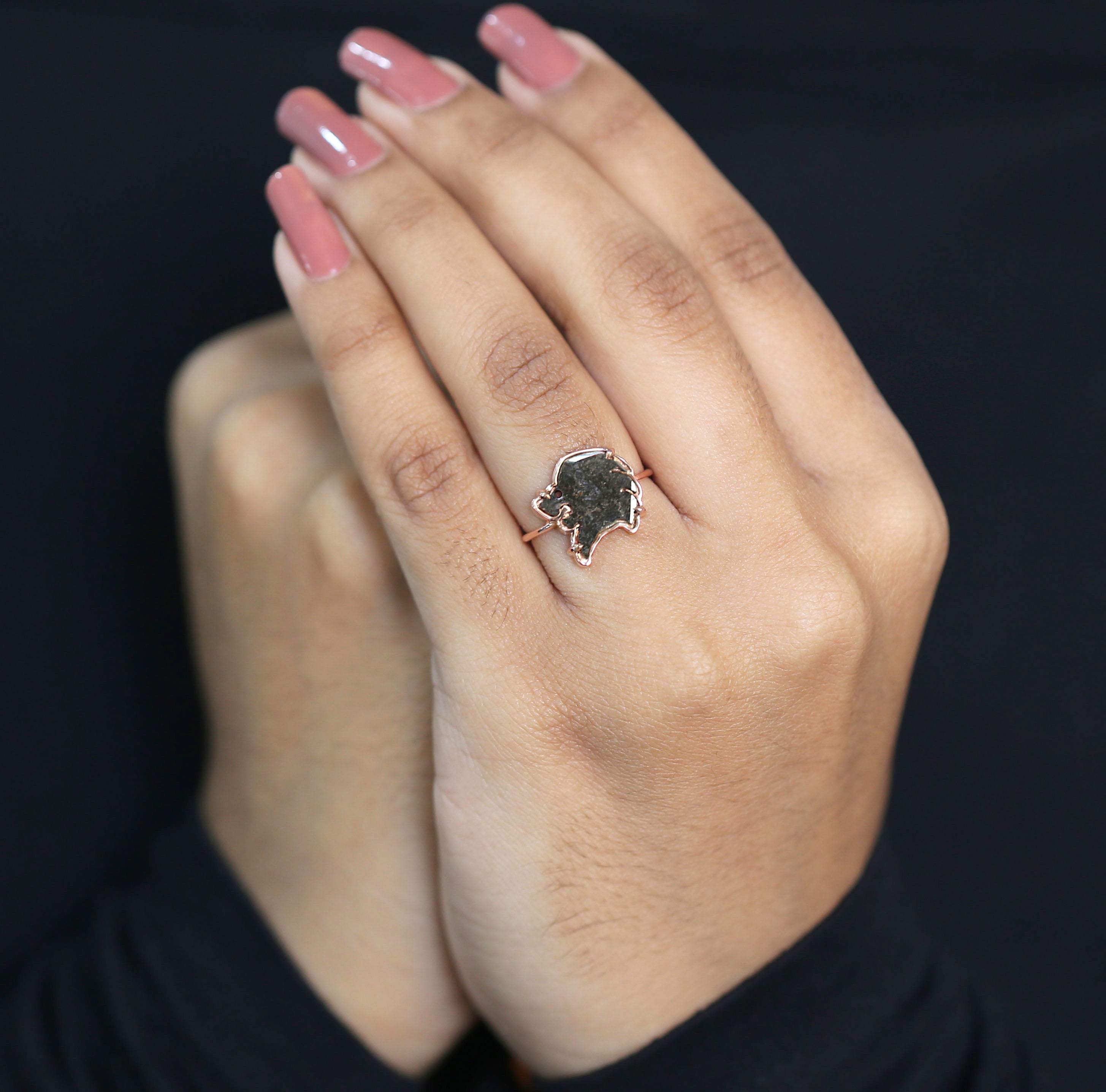 Lion Head Black Color Diamond Ring Engagement Wedding Gift Ring 14K Solid Rose White Yellow Gold Ring 1.30 CT KDL666