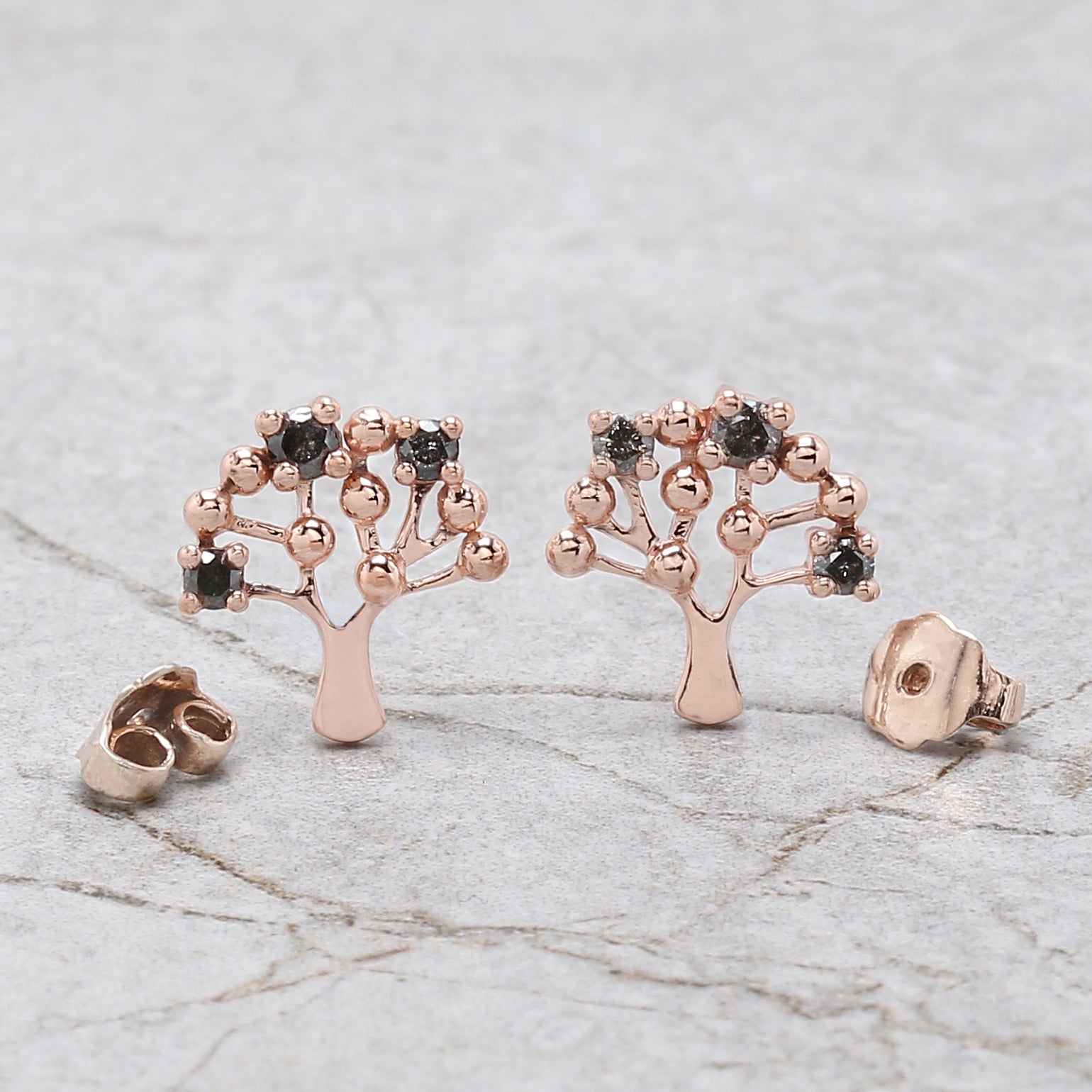 Round Salt And Pepper Diamond Earring Engagement Wedding Gift Earring 14K Solid Rose White Yellow Gold Earring 0.24 CT KD1075