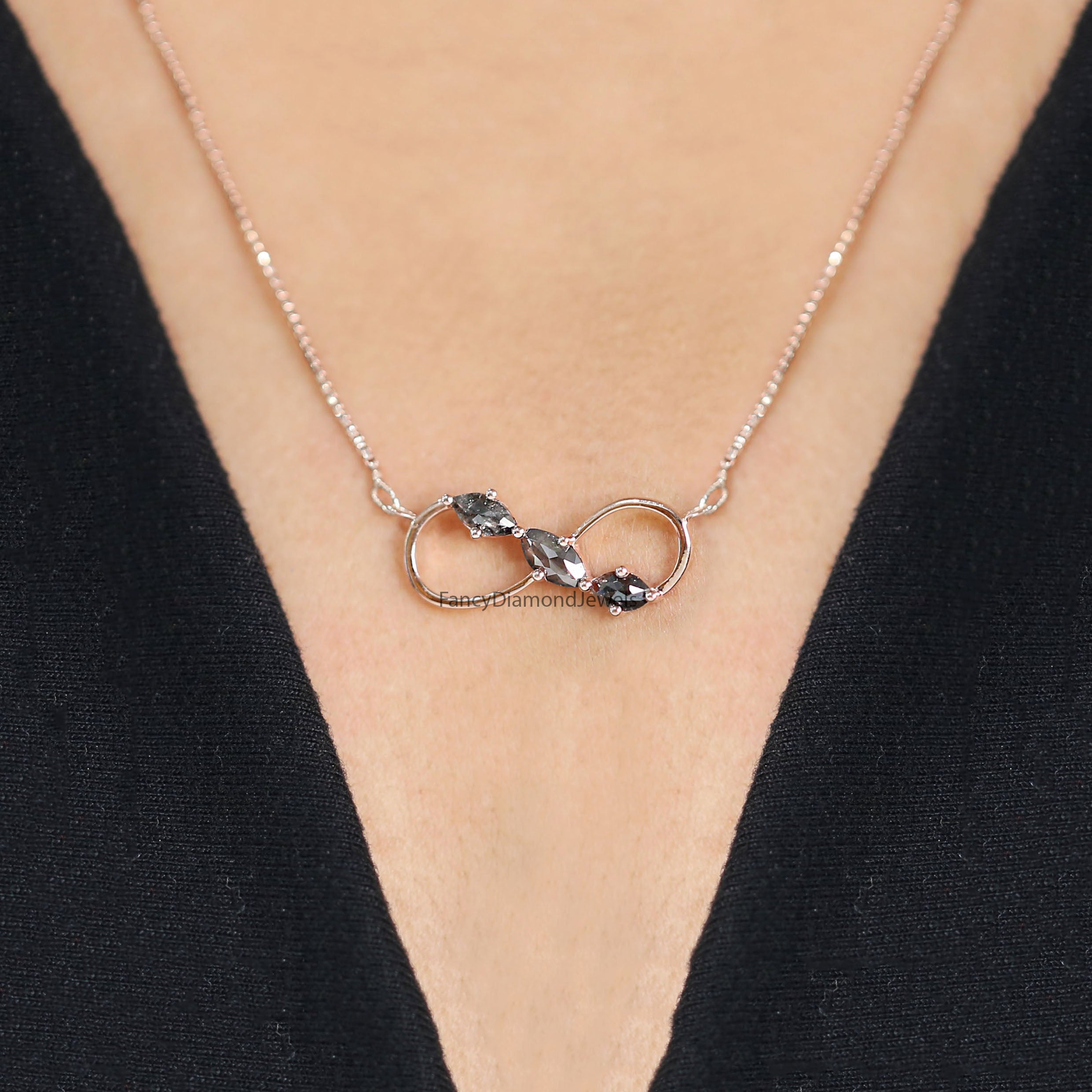 Marquise Salt And Pepper Diamond Pendant, Unique Diamond Pendant, Salt And Pepper Diamond Pendant, No Chain Including Only Pendant KDL014