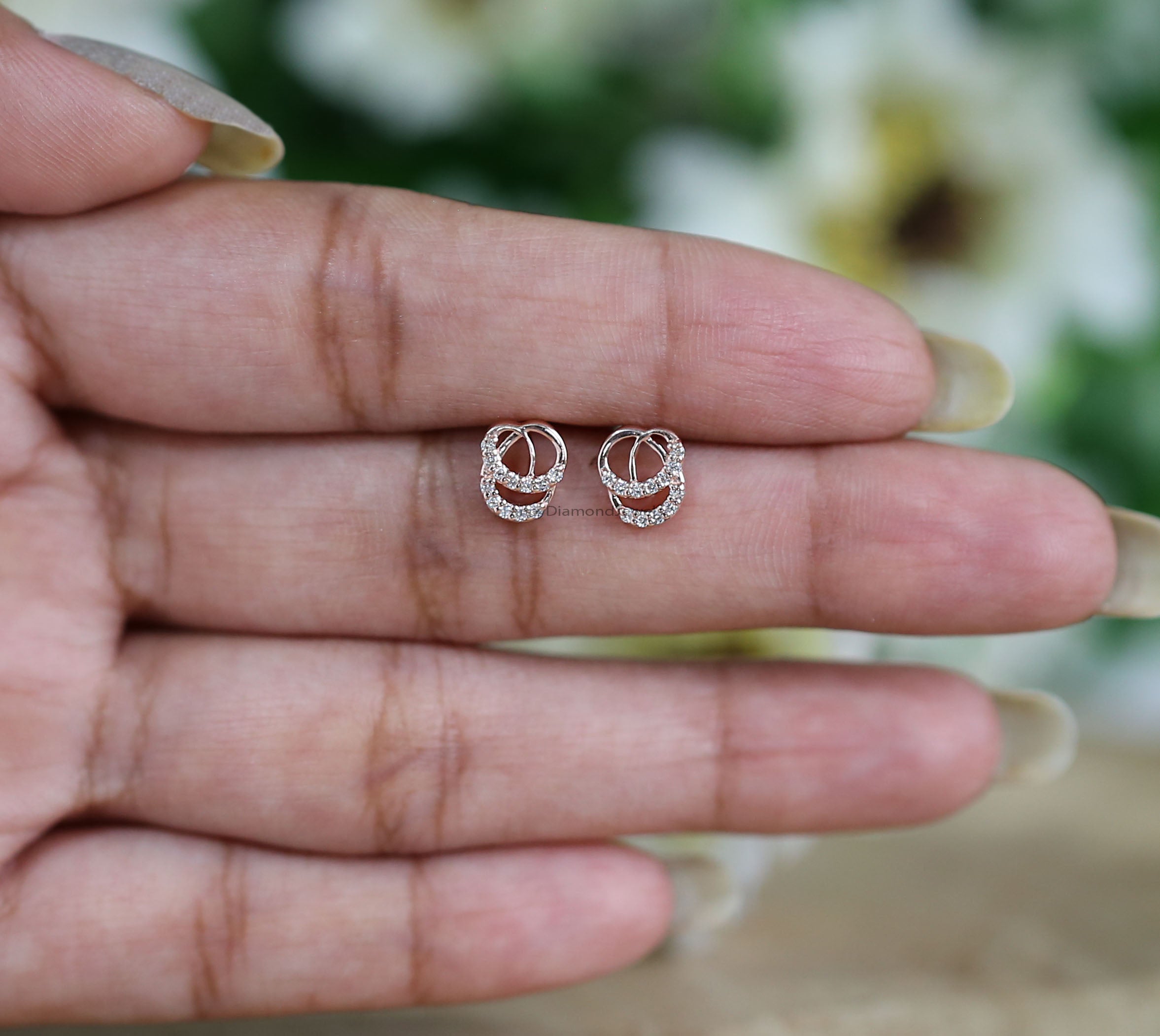 Round White Color Diamond Earring Engagement Wedding Gift Earring 14K Solid Rose White Yellow Gold Earring 0.12 CT KD991