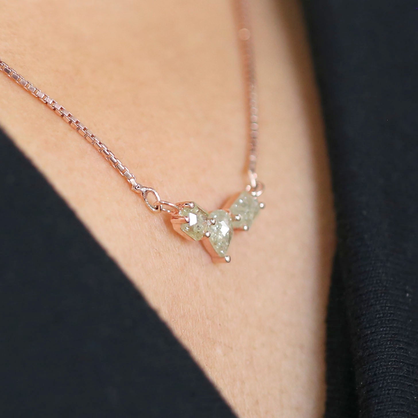 Mix Shape Grey Diamond Pendant Engagement Wedding Gift Pendant 14K Solid Rose White Yellow Gold Pendant 1.12 CT KDN1232