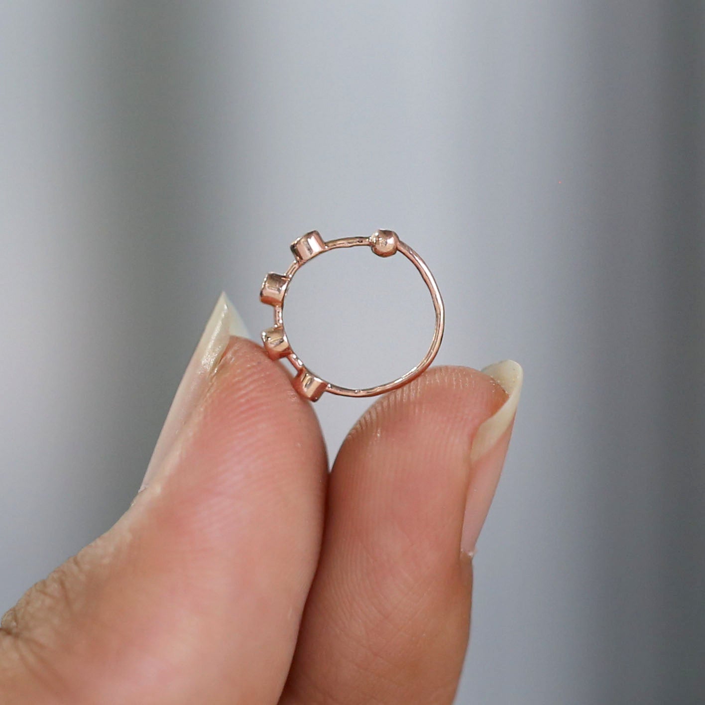 Natural White Round Diamond Nose Rings Engagement Wedding Gift Nose Ring 14K Solid Rose White Yellow Gold Nose Ring 0.03 CT KD980