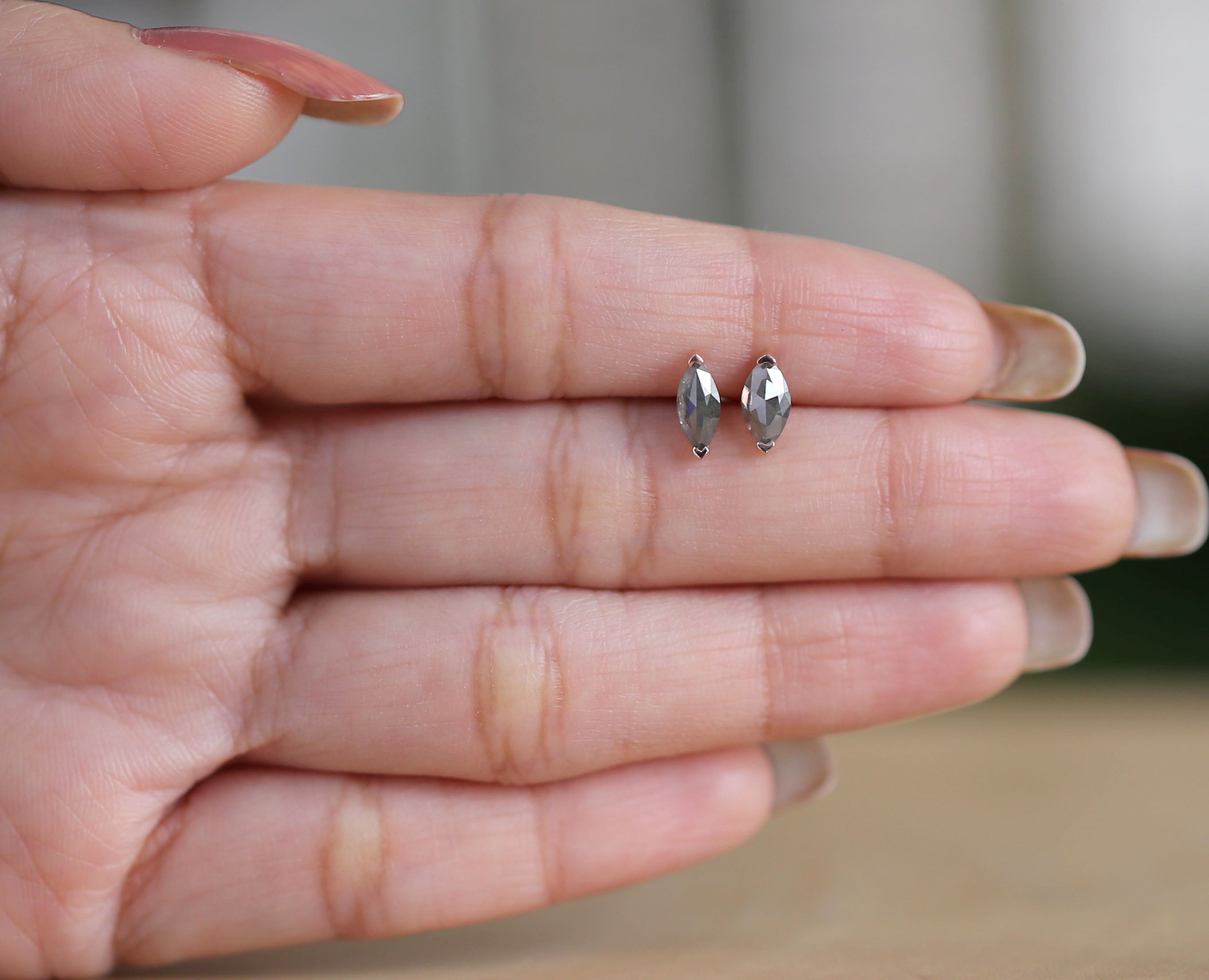 Marquise Salt and Pepper Diamond Earring Engagement Wedding Gift Earring 14K Solid Rose White Yellow Gold Earring 0.77 CT KDL1076