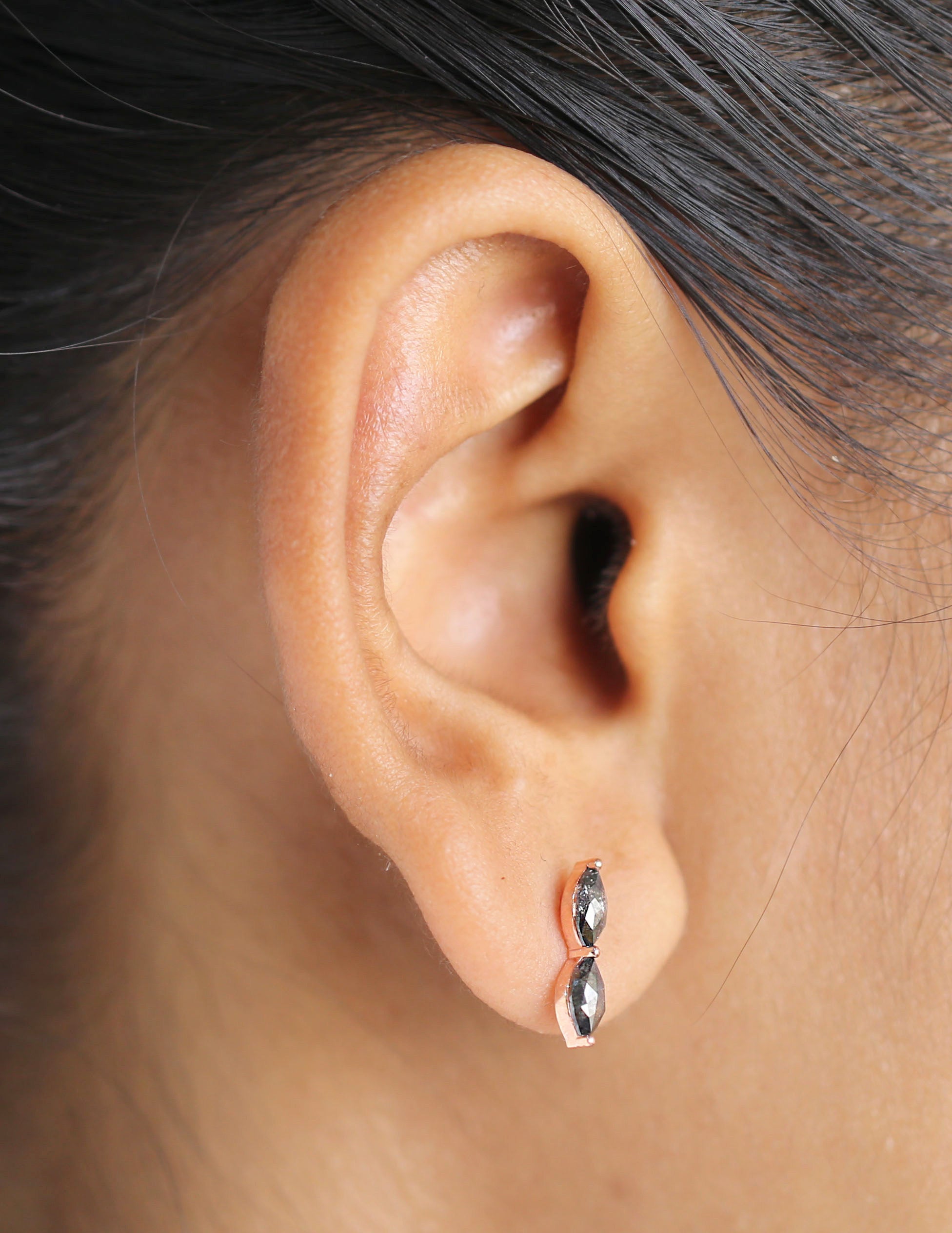 Marquise Shape Salt And Pepper Diamond Earring Marquise Earring Prong Set Earring Engagement Earring Earlobe Earrings Gift For Her KDL1316