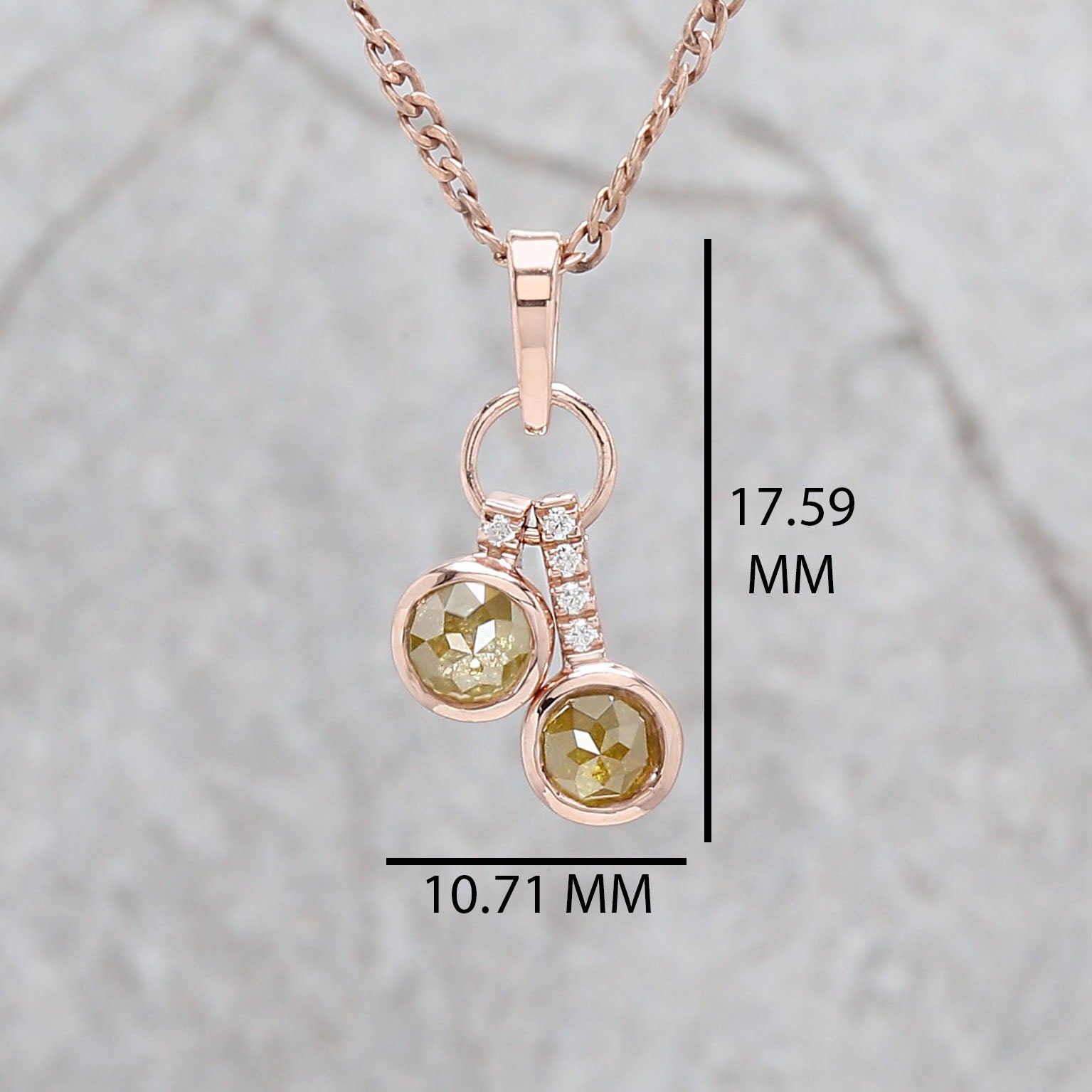 Round Rose Cut Yellow Color Diamond Pendant Engagement Wedding Gift Pendant 14K Solid Rose White Yellow Gold Pendant 0.84 CT KDK1203