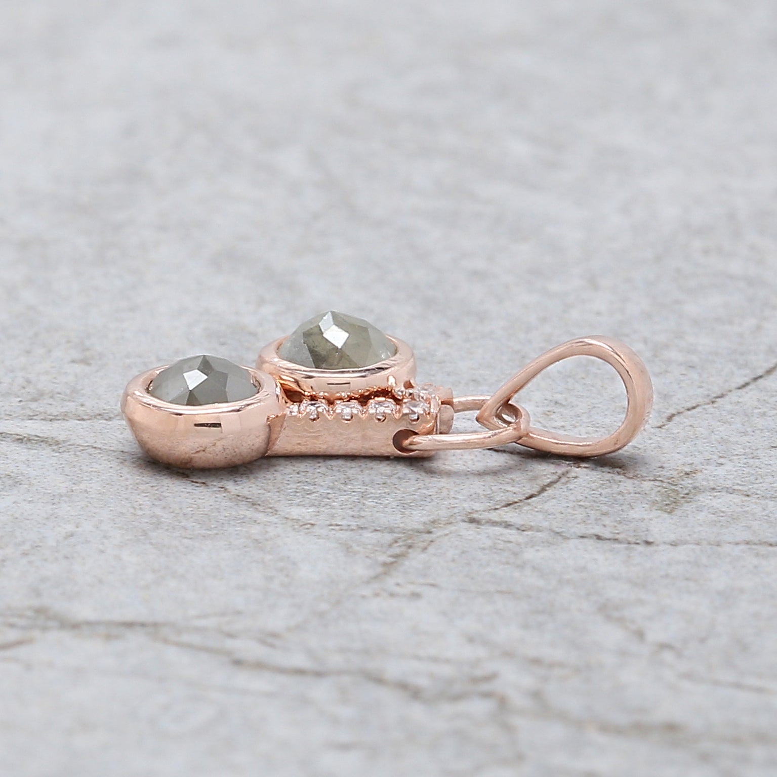 Round Rose Cut Diamond Pendant, Unique Diamond Pendant, Grey Diamond Pendant, Grey Round Pendant, No Chain Including Only Pendant KDL6383