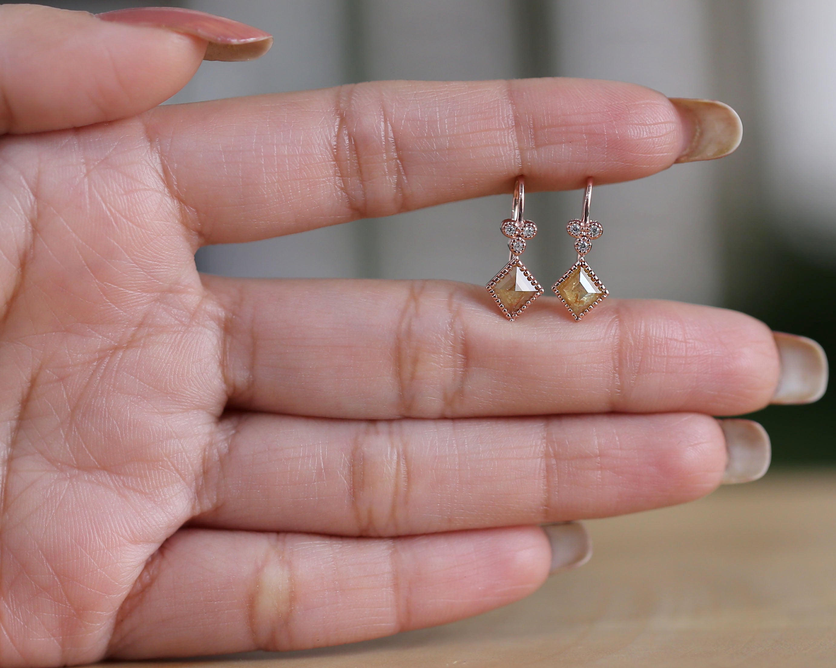 Kite Brown Color Diamond Earring Engagement Wedding Gift Earring 14K Solid Rose White Yellow Gold Earring 0.82 CT KDL2462