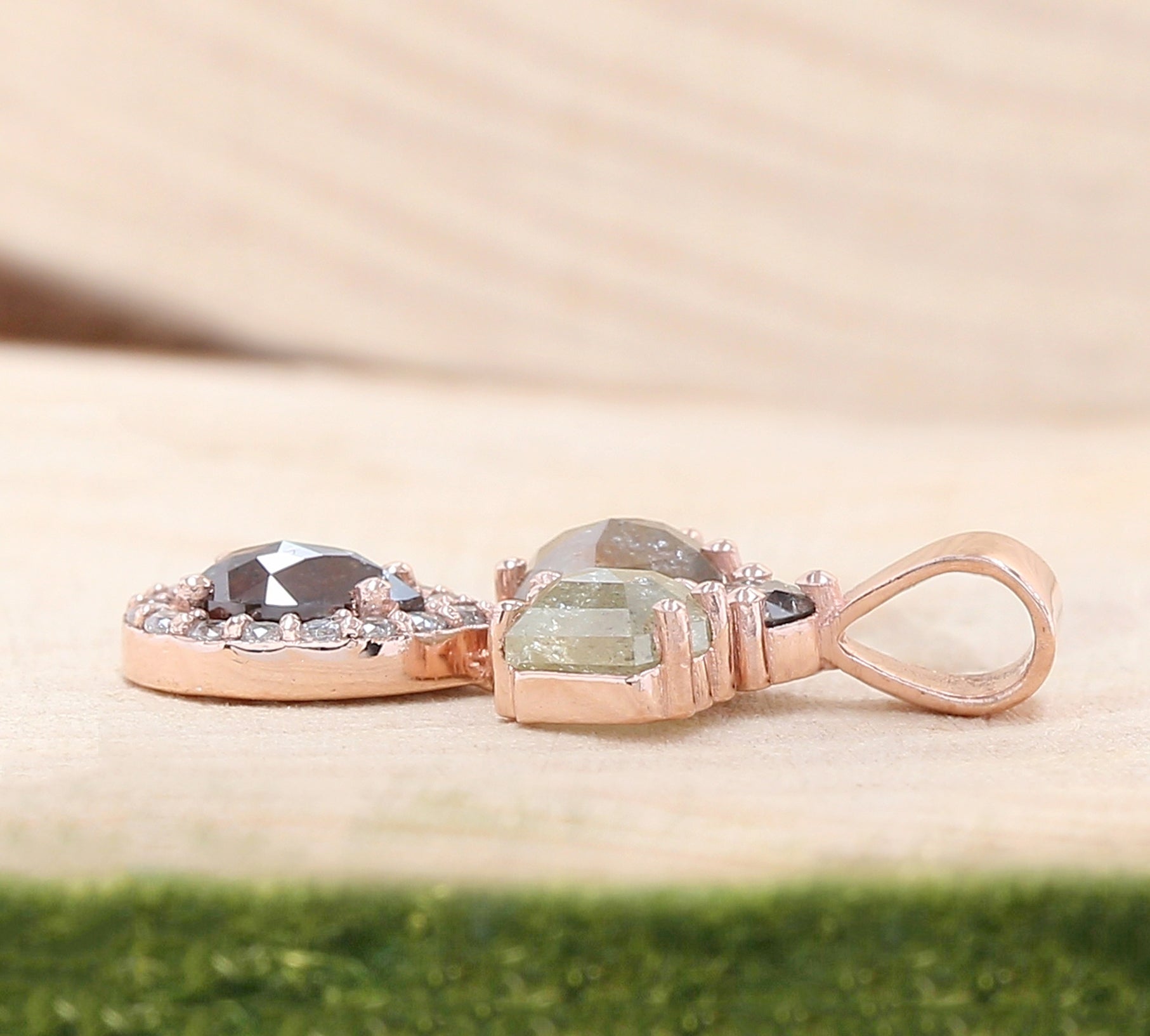 Mix Shape Salt And Pepper Diamond Pendant, Unique Diamond Pendant, Salt And Pepper Diamond Pendant, No Chain Including Only Pendant, KDL647