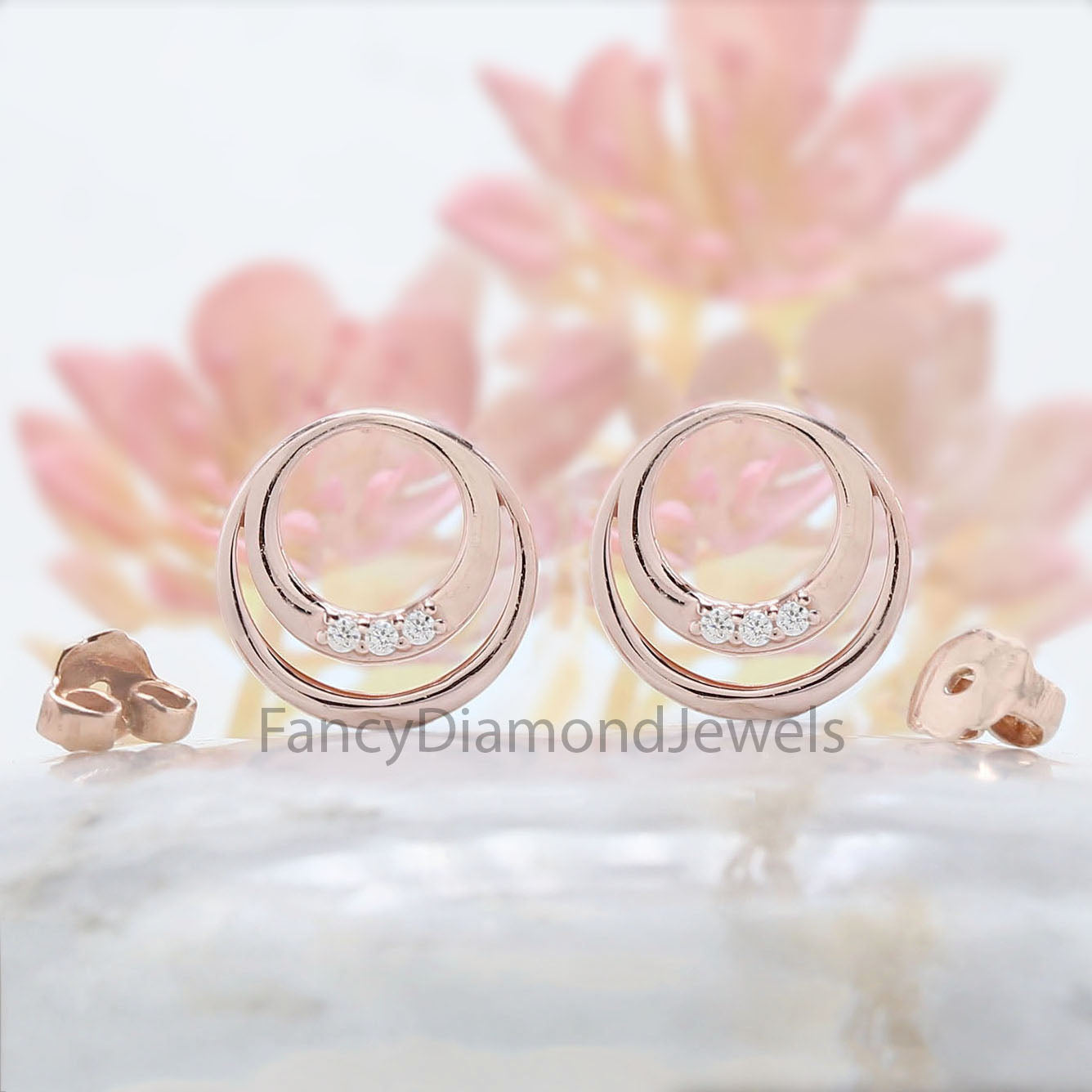 Round White Color Diamond Earring Engagement Wedding Gift Earring 14K Solid Rose White Yellow Gold Earring 0.04 CT KD982