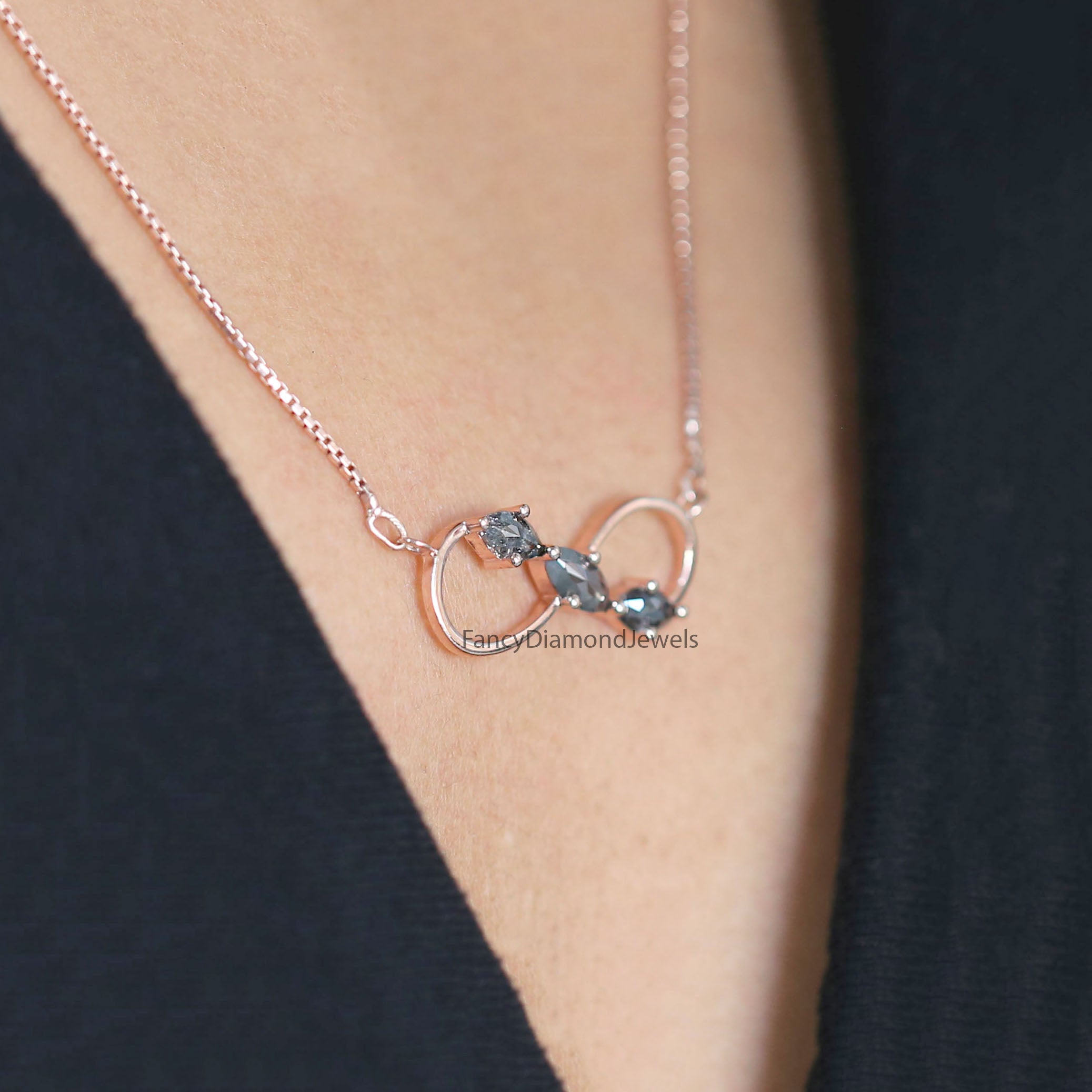 Marquise Salt And Pepper Diamond Pendant, Unique Diamond Pendant, Salt And Pepper Diamond Pendant, No Chain Including Only Pendant KDL014