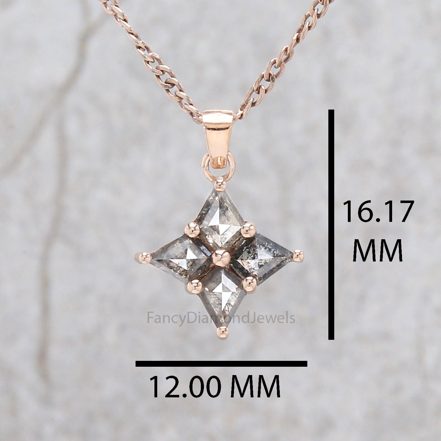 Kite Salt And Pepper Diamond Pendant, Unique Diamond Pendant, Salt And Pepper Diamond Pendant, Kite Pendant, Dangling Diamond Pendant KD1096