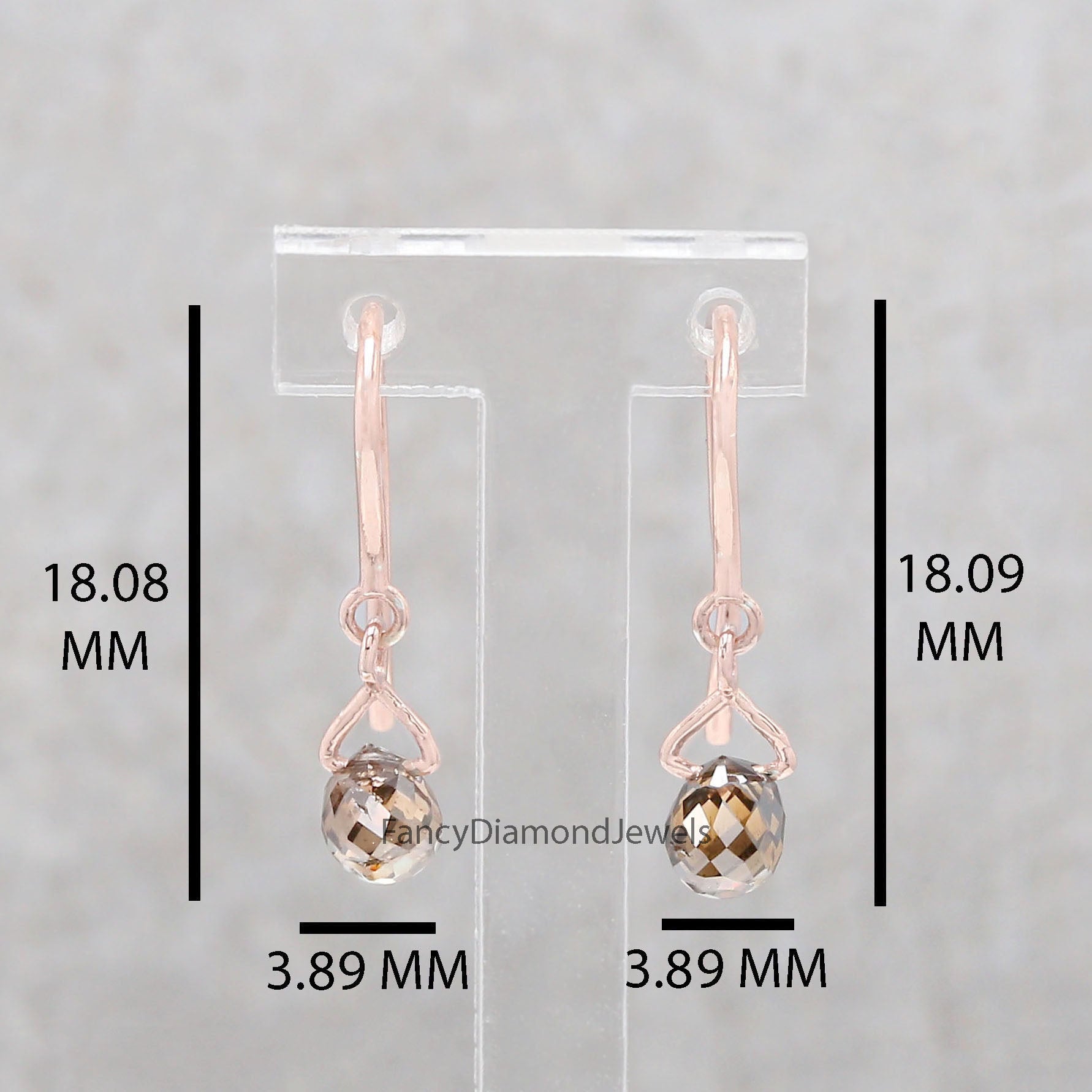 Drop Earrings, Diamond Drop Earrings, Brown Drop Earrings, Diamond Dangles Earrin, Briolette Diamond Dangling Earrings KDN878