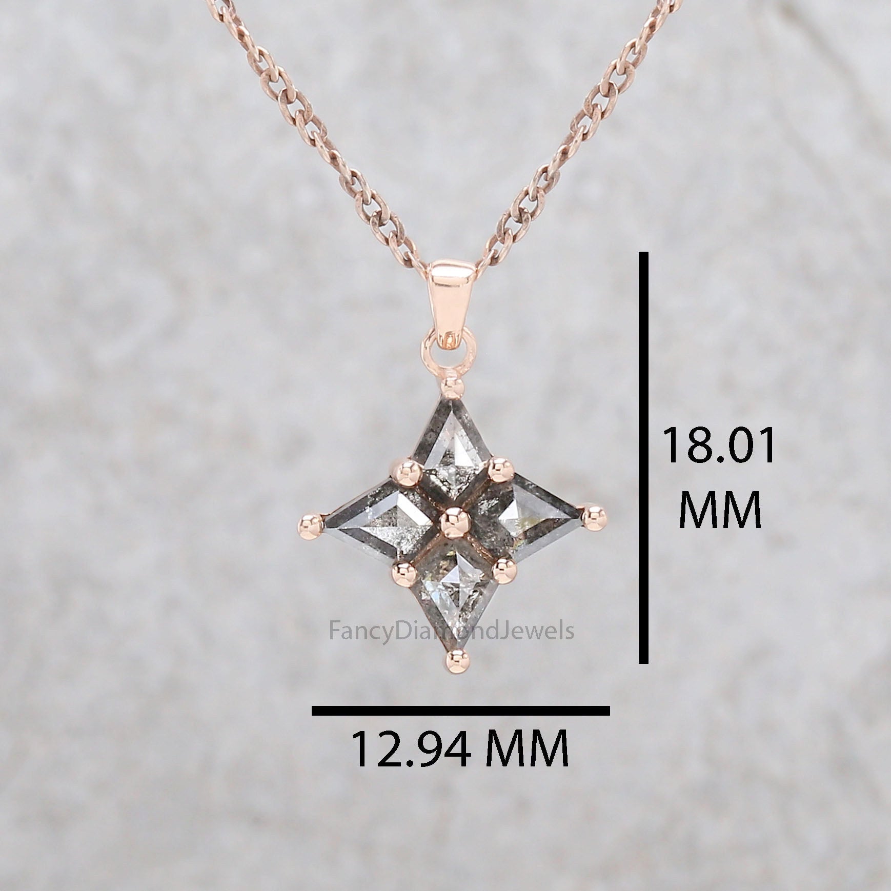 Kite Salt And Pepper Diamond Pendant, Kite Unique Diamond Pendant, Kite Dangling Diamond Pendant, No Chain Including Only Pendant, KD1094