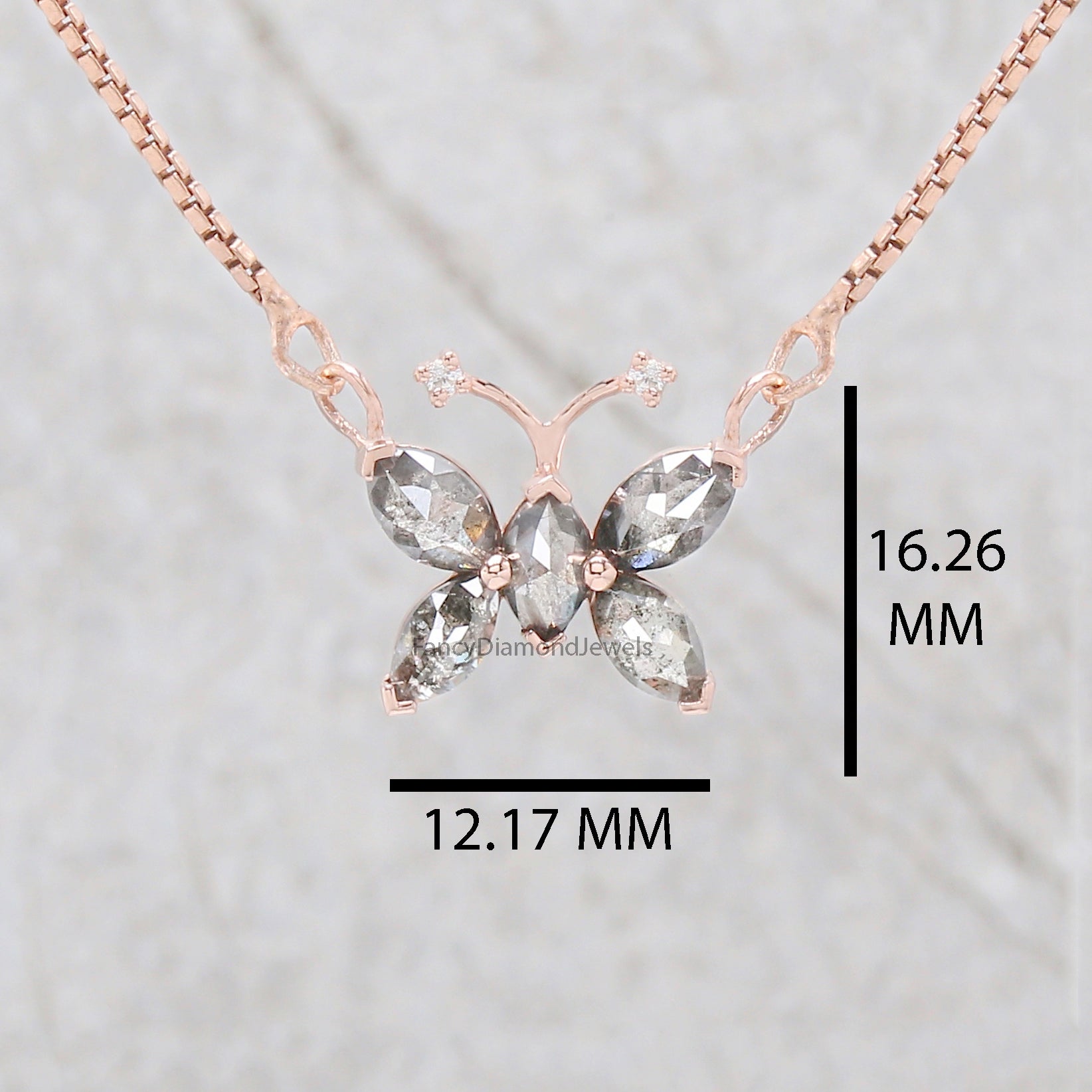 Marquise Cut Salt And Pepper Diamond Pendant 1.03 Ct 5.82 MM Marquise Diamond Pendant 14K Solid Rose Gold Silver Engagement Pendant QL2665
