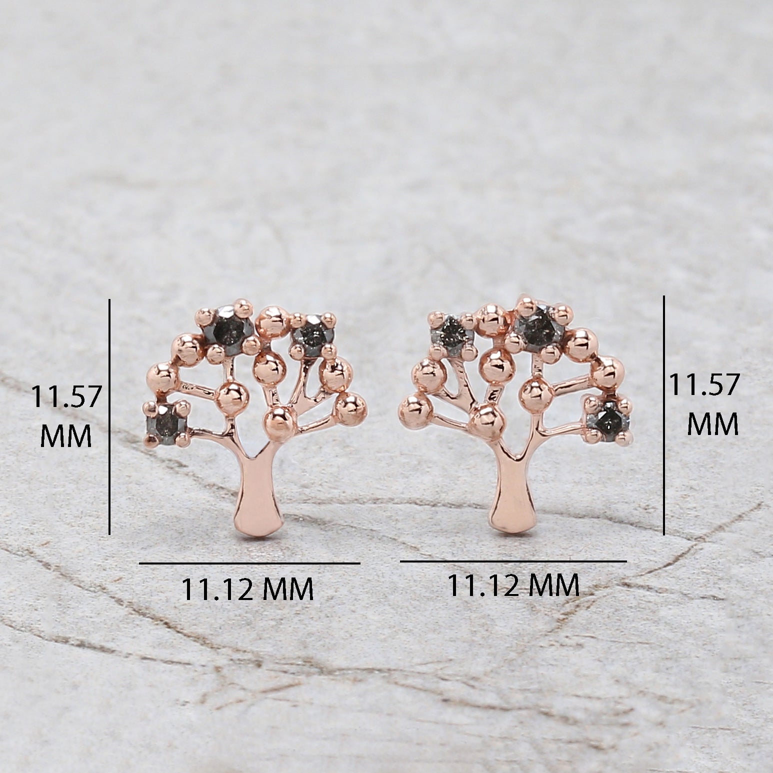 Round Salt And Pepper Diamond Earring Engagement Wedding Gift Earring 14K Solid Rose White Yellow Gold Earring 0.24 CT KD1075