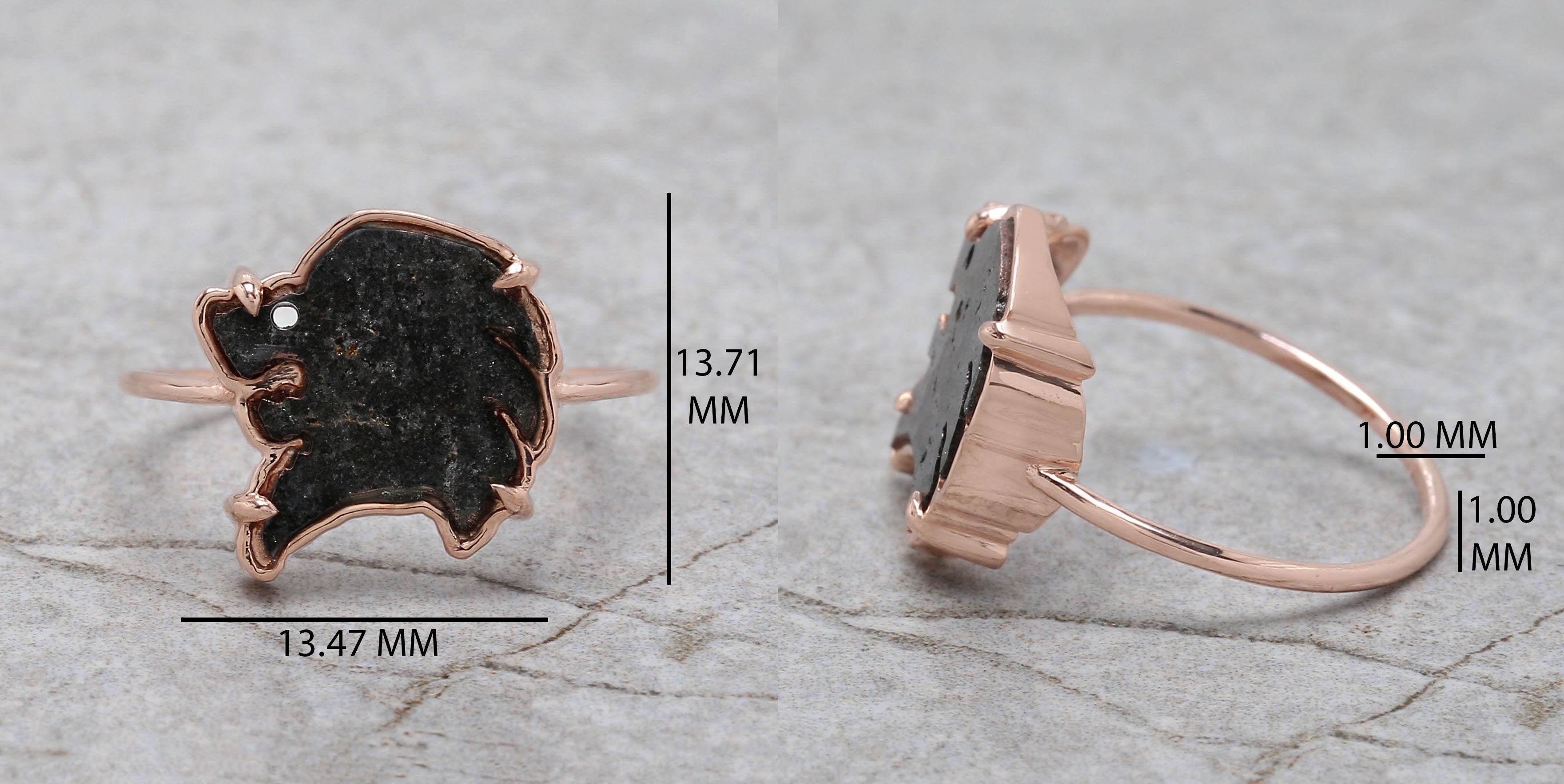 Lion Head Black Color Diamond Ring Engagement Wedding Gift Ring 14K Solid Rose White Yellow Gold Ring 1.30 CT KDL666