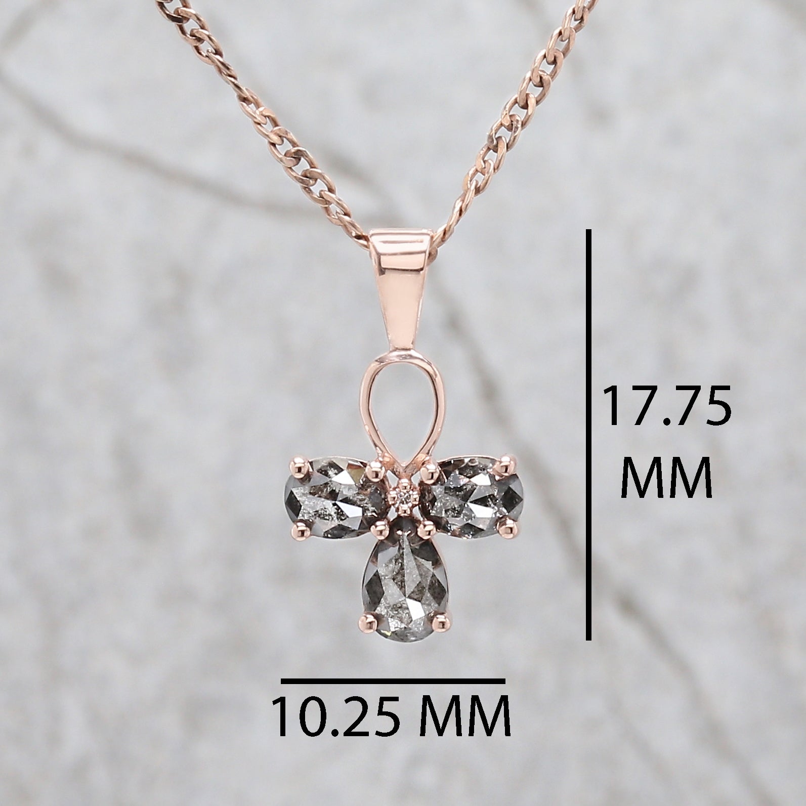 Mix Shape Salt And Pepper Diamond Pendant Engagement Wedding Gift Pendant 14K Solid Rose White Yellow Gold Pendant 0.81 CT KDL2446