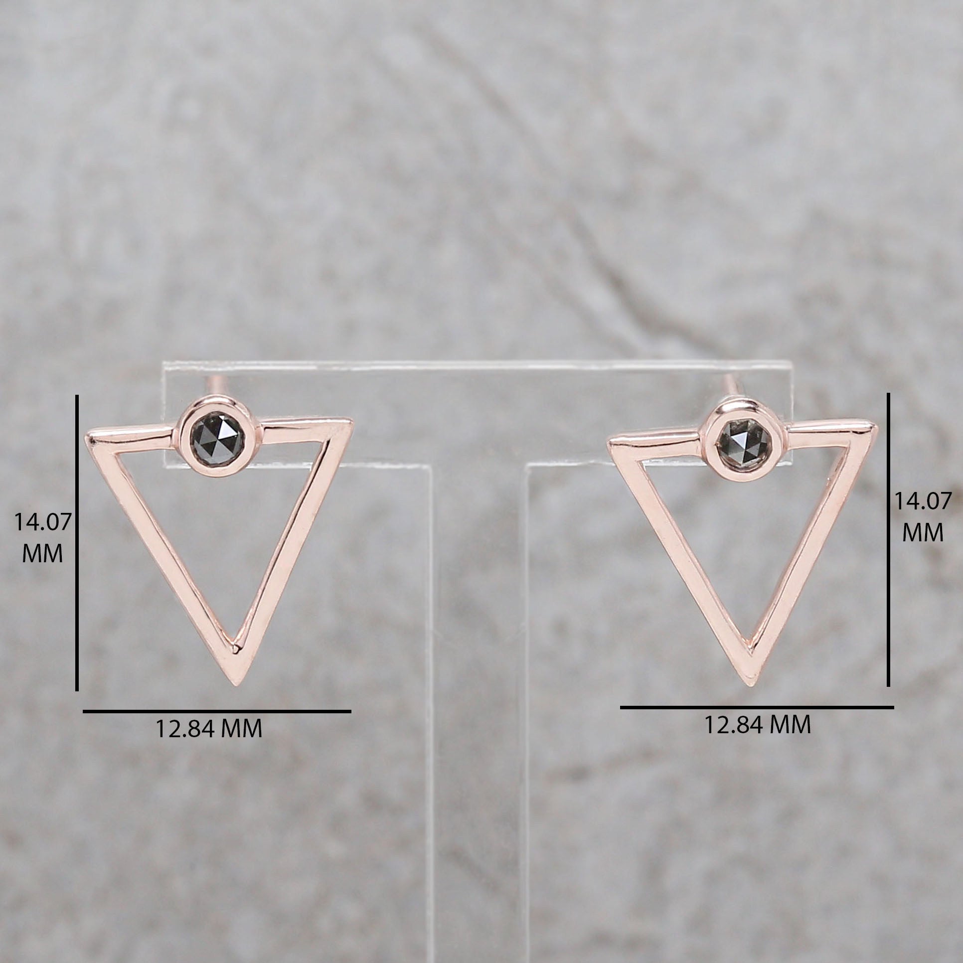 Round Rose Cut Salt And Pepper Diamond Earring Engagement Wedding Gift Earring 14K Solid Rose White Yellow Gold Earring 0.24 CT KD1082