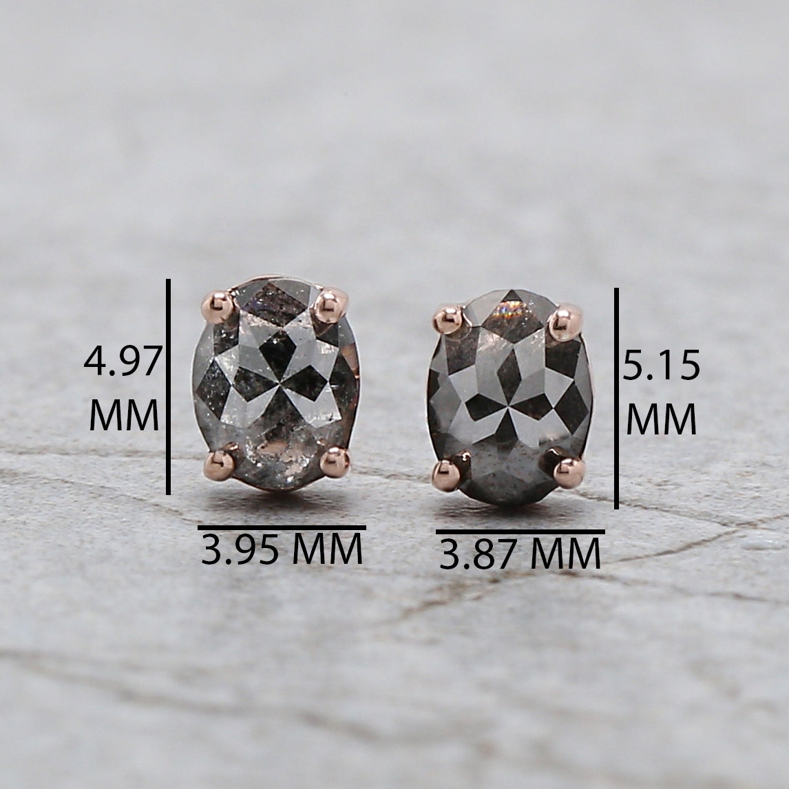 Oval Salt And Pepper Diamond Earring Engagement Wedding Gift Earring 14K Solid Rose White Yellow Gold Earring 0.66 CT QL2545