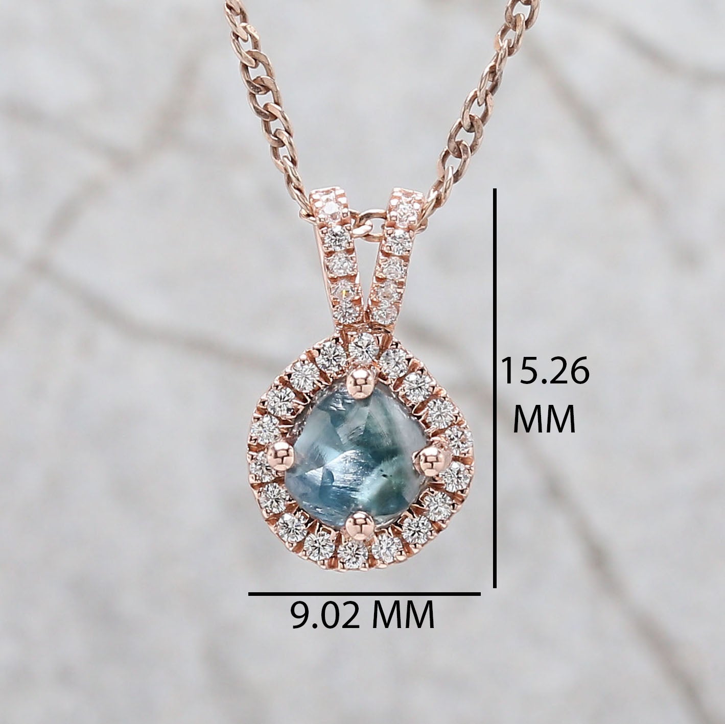 Rough Blue Color Diamond Pendant Engagement Wedding Gift Pendant 14K Solid Rose White Yellow Gold Pendant 1.31 CT KDL2230