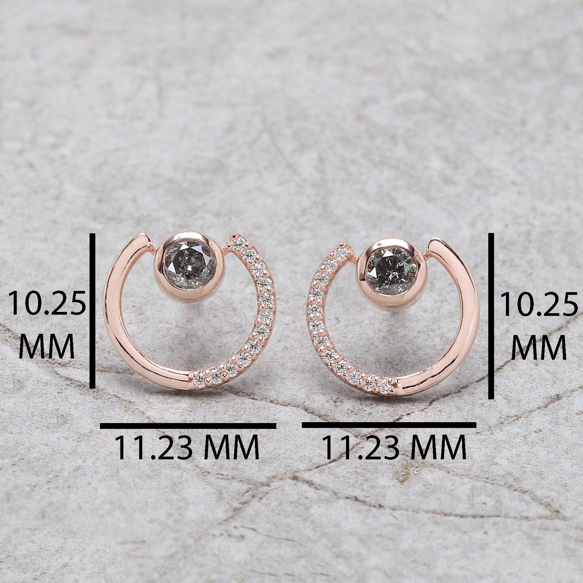 Round Salt And Pepper Diamond Earring Engagement Wedding Gift Earring 14K Solid Rose White Yellow Gold Earring 0.32 CT KD1081