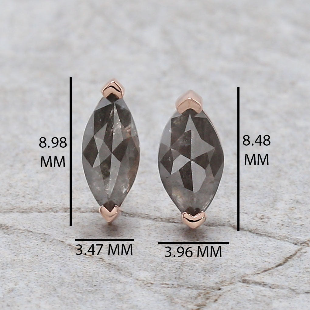 Marquise Salt and Pepper Diamond Earring Engagement Wedding Gift Earring 14K Solid Rose White Yellow Gold Earring 0.77 CT KDL1076