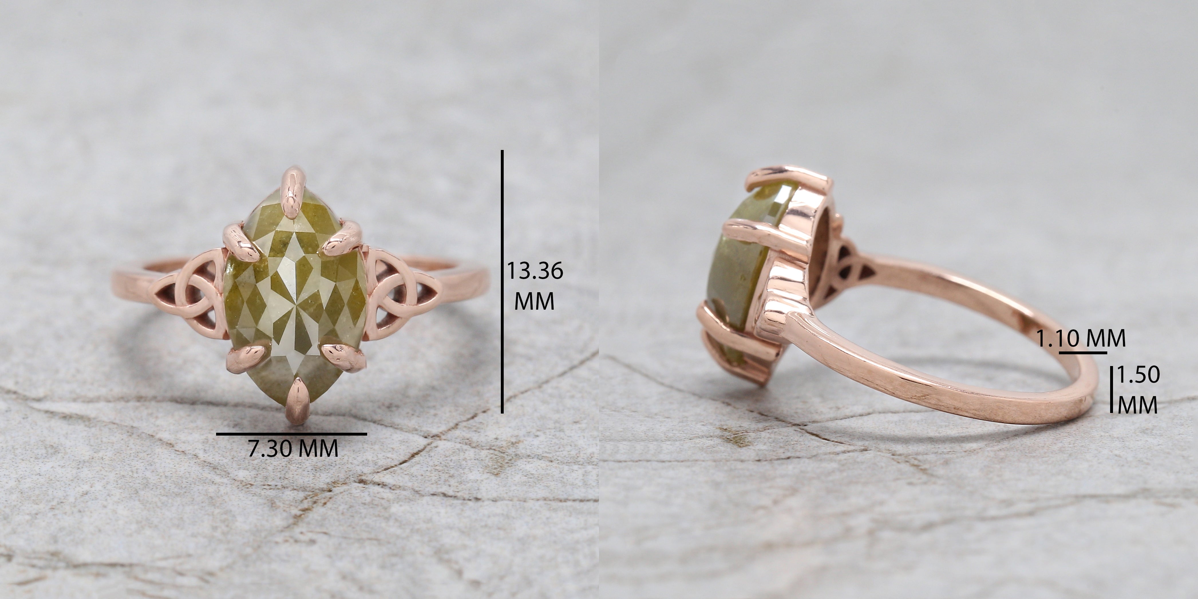 Marquise Shape Yellow Color Diamond Ring 3.06 Ct 11.60 MM Marquise Cut Diamond Ring 14K Rose Gold Silver Engagement Ring Gift For Her QL6773