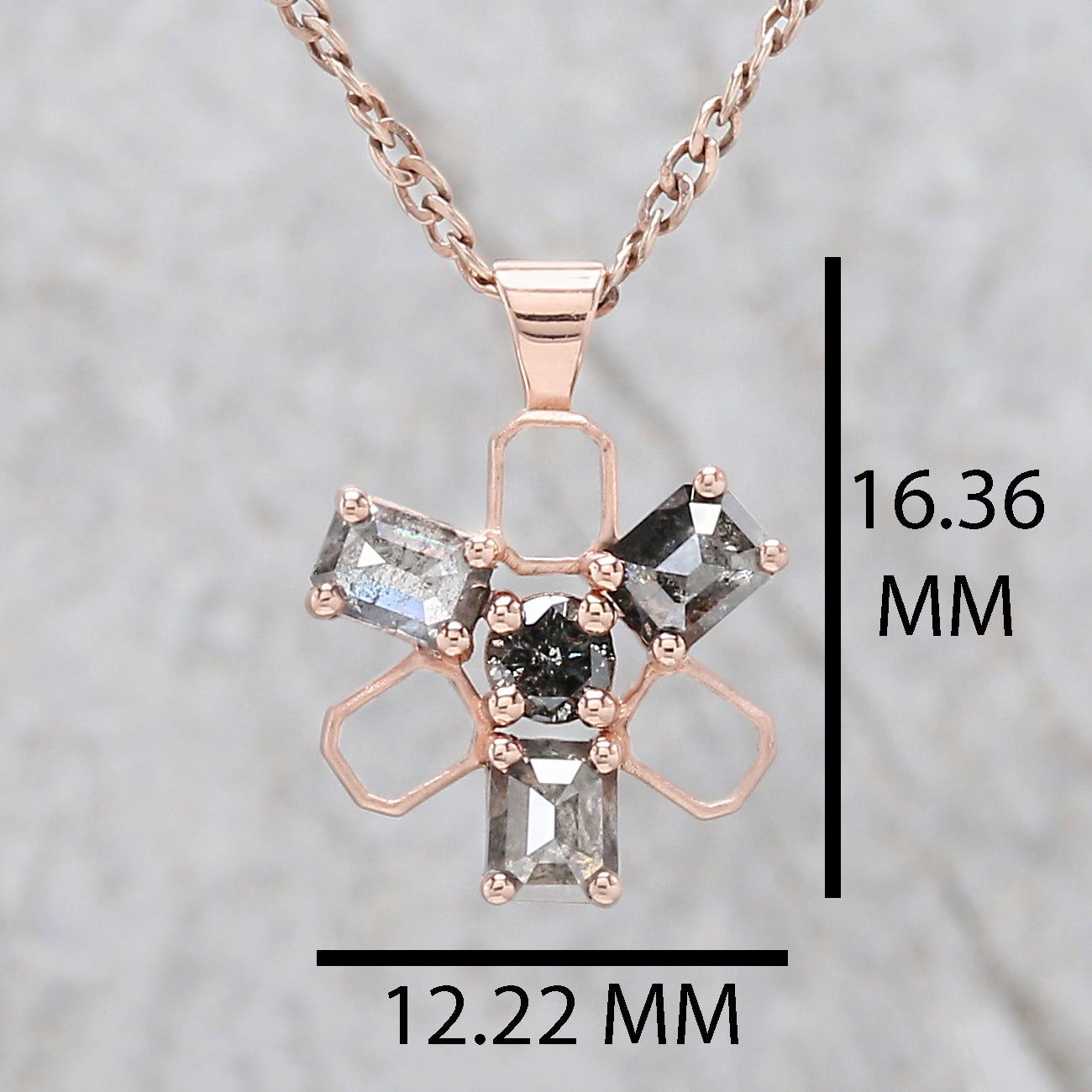 Emerald Salt And Pepper Diamond Pendant Engagement Wedding Gift Pendant 14K Solid Rose White Yellow Gold Pendant 0.80 CT KDN2160