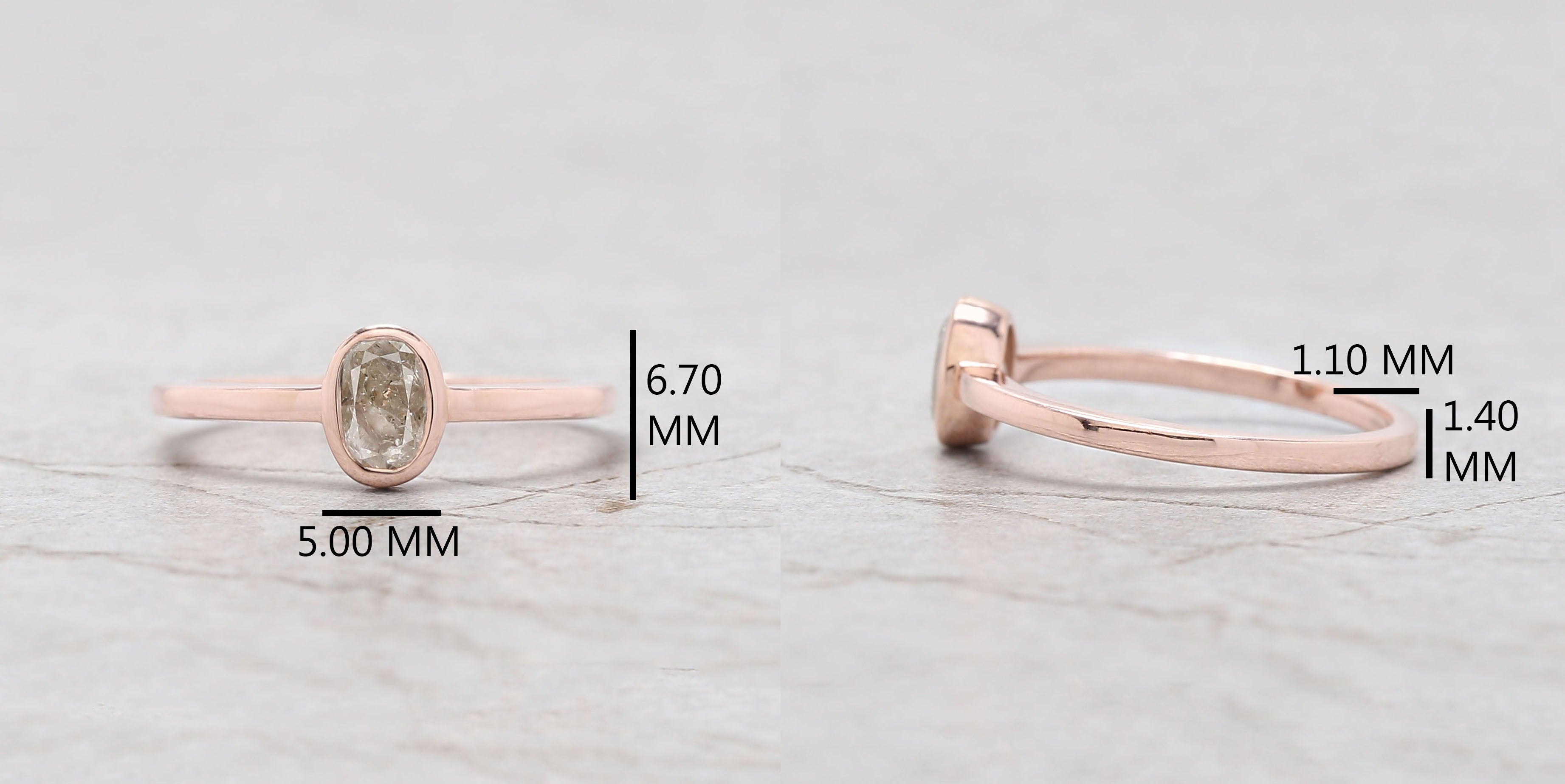 Oval Gray Color Diamond Ring Engagement Wedding Gift Ring 14K Solid Rose White Yellow Gold Ring 0.57 CT KDL5971