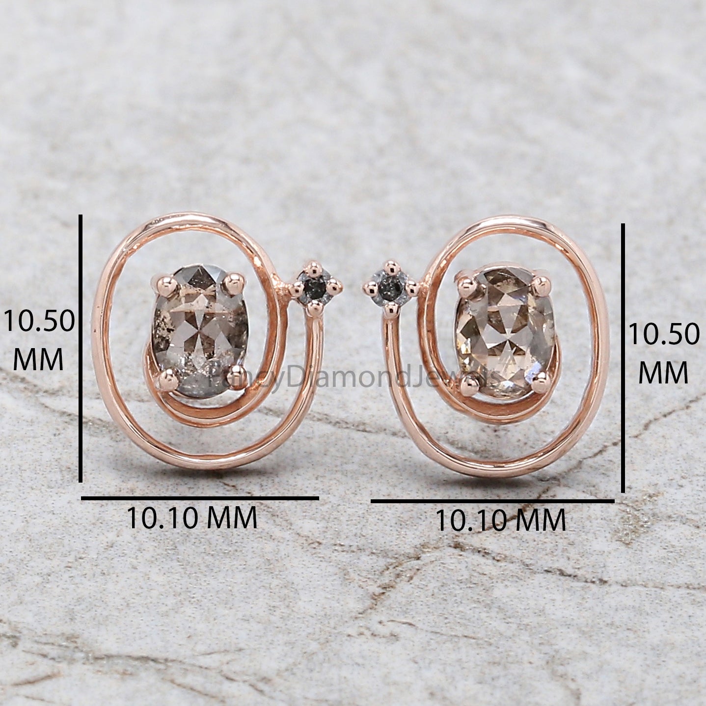 Oval Salt And Pepper Diamond Earring, Oval Shape Earring, Prong Earring, Engagement Earring, Earlobe Earrings, Earrings Jewelry, KDN969