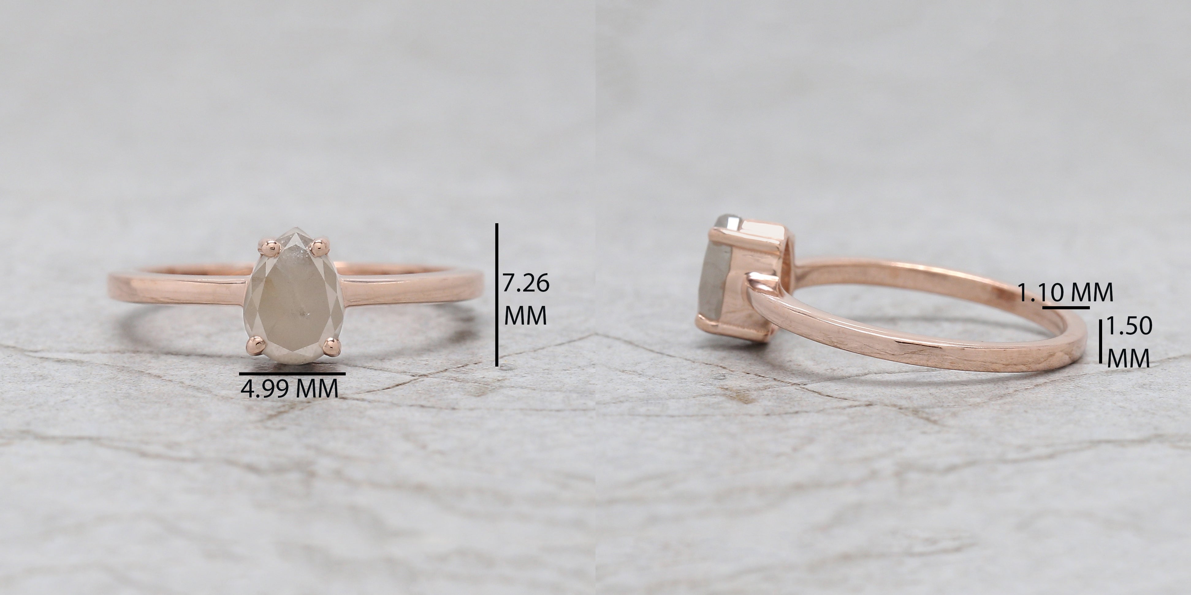 Oval Cut Grey Color Diamond Ring 0.57 Ct 5.50 MM Oval Shape Diamond Ring 14K Solid Rose Gold Silver Oval Engagement Ring Gift For Her QL5971