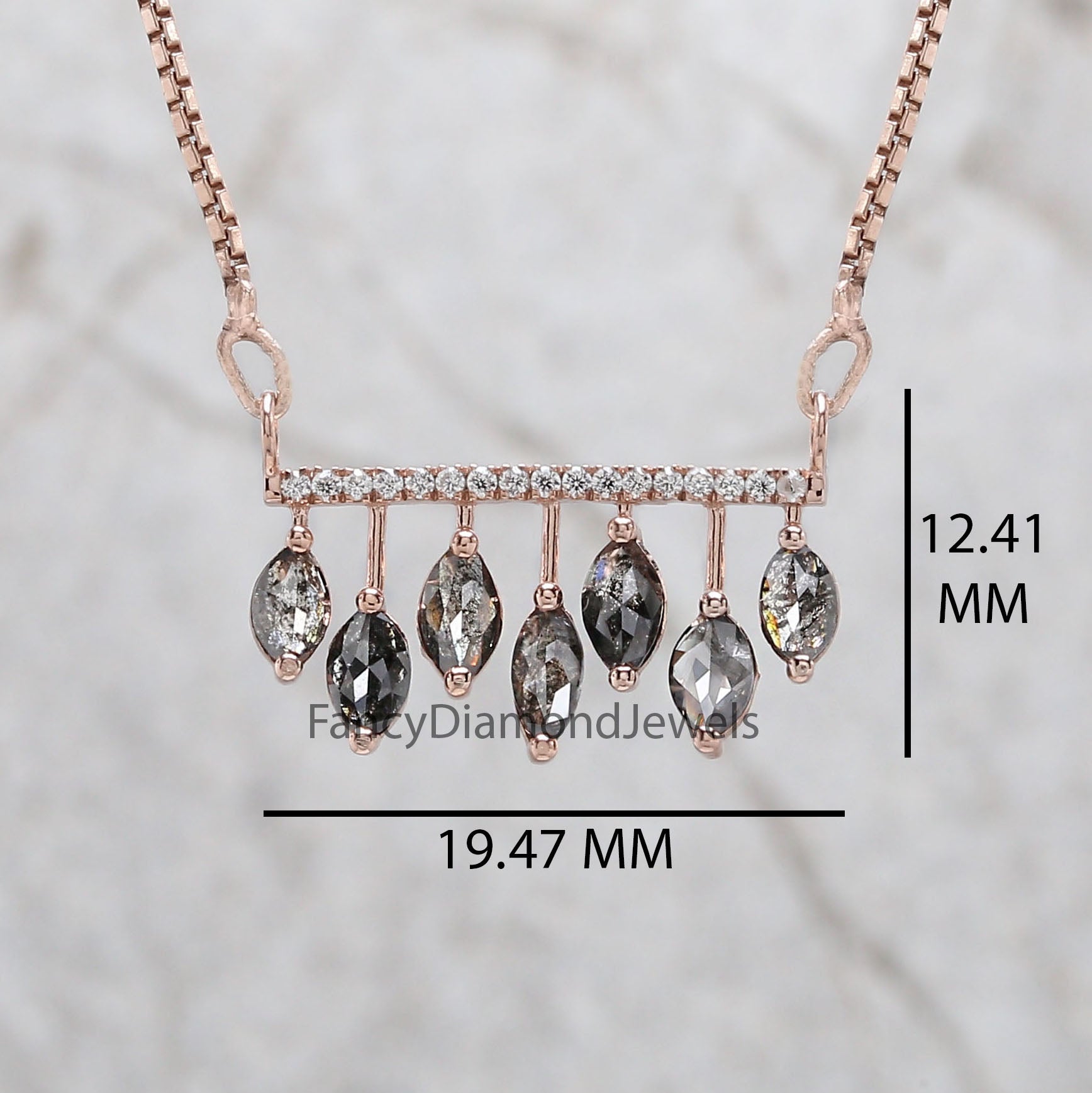 Marquise Salt And Pepper Diamond Pendant, Unique Diamond Pendant, Salt And Pepper Diamond Pendant, No Chain Including Only Pendant KDL2669