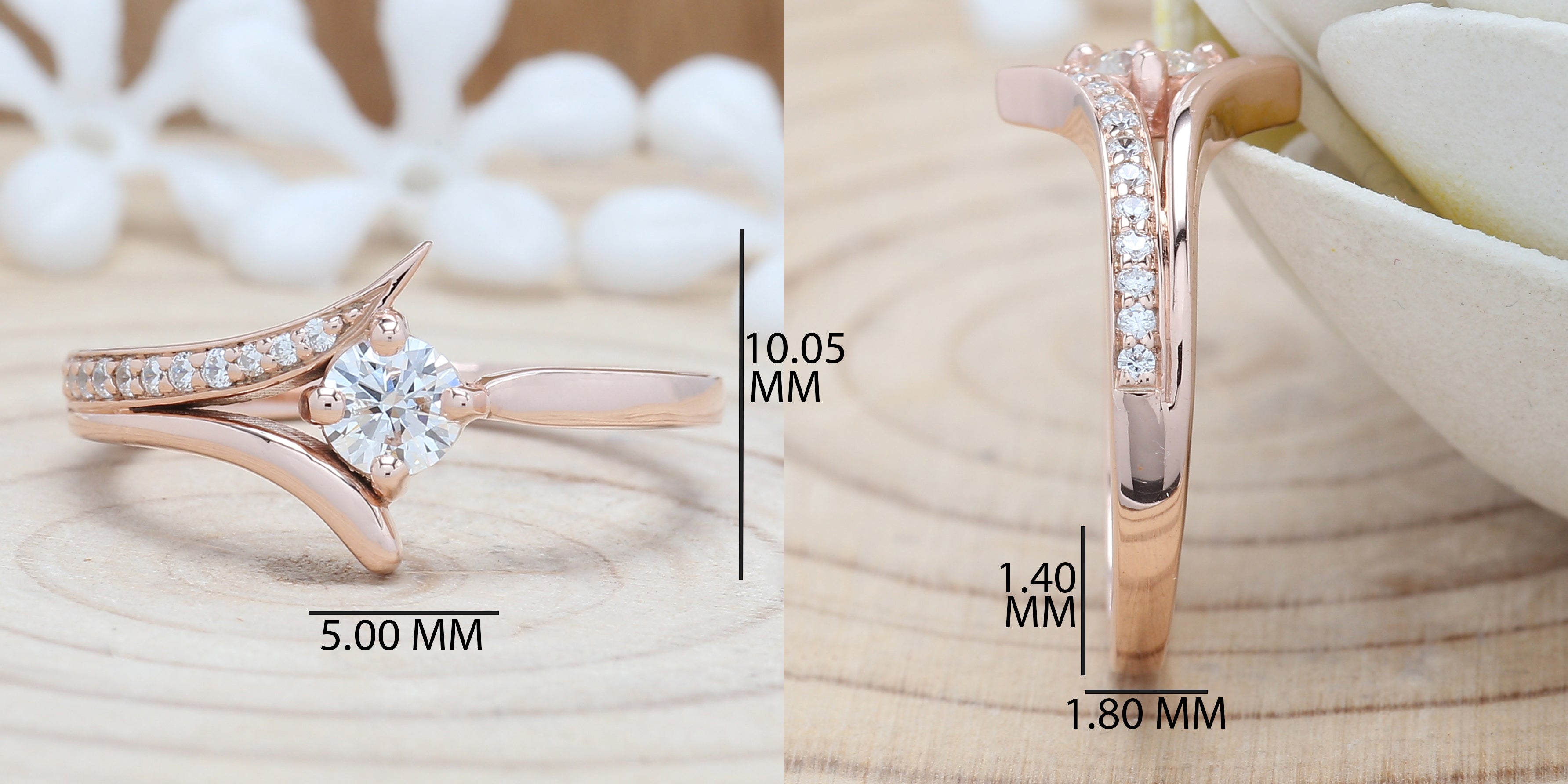 Round Cut White Color Diamond Ring 0.28 Ct 4.30 MM Round Shape Diamond Ring 14K Rose Gold Silver Round Engagement Ring Gift For Her QL5800