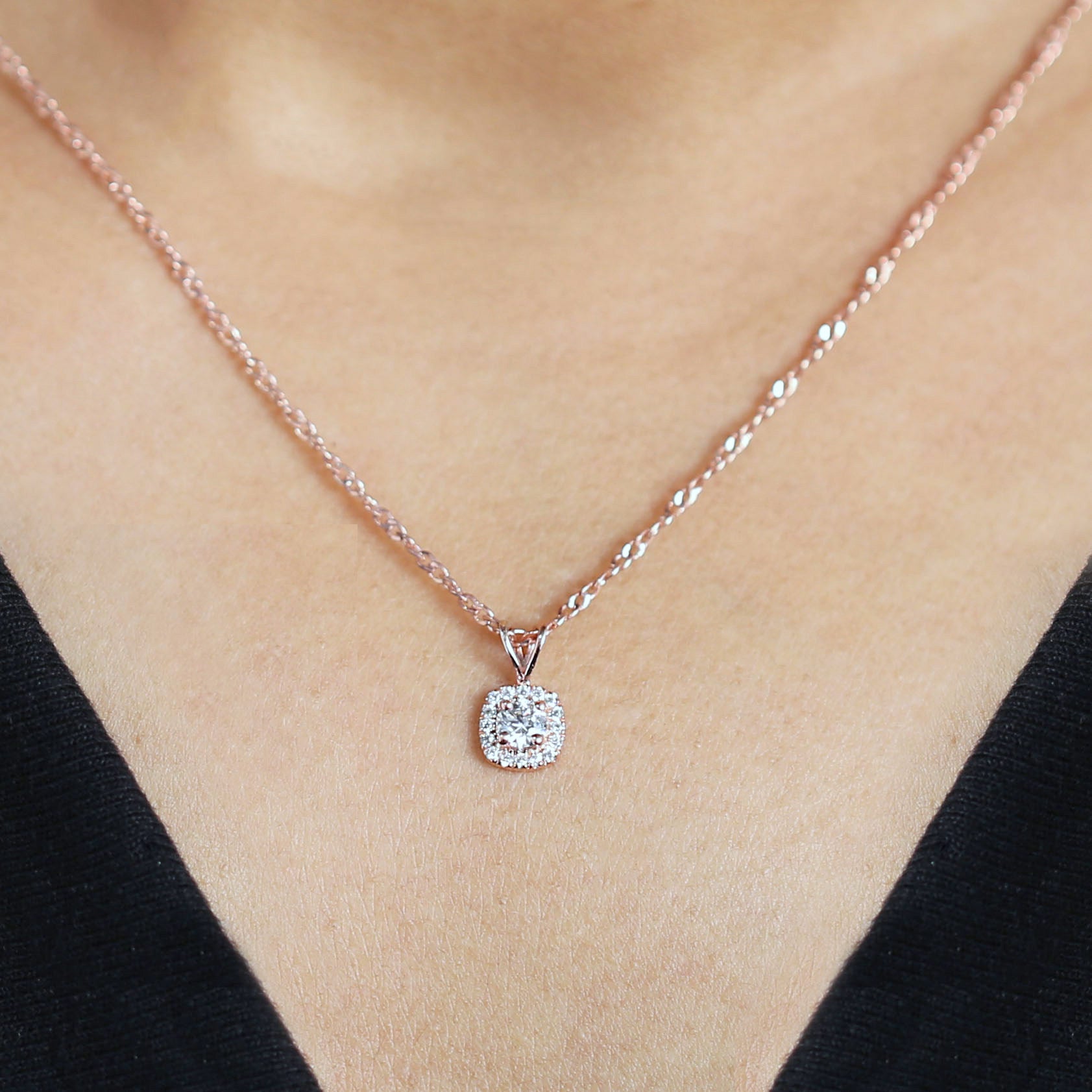 Round Brilliant Cut White Color Diamond Pendant Engagement Wedding Gift Pendant 14K Solid Rose White Yellow Gold Pendant 0.25 CT KD996