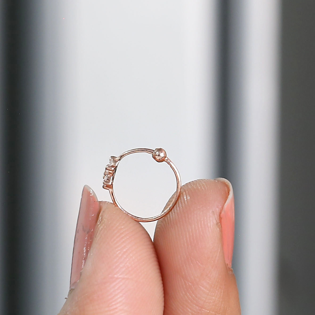 Natural Round White Diamond Nose Rings Engagement Wedding Gift Nose Ring 14K Solid Rose White Yellow Gold Nose Ring 0.04 CT KD1033