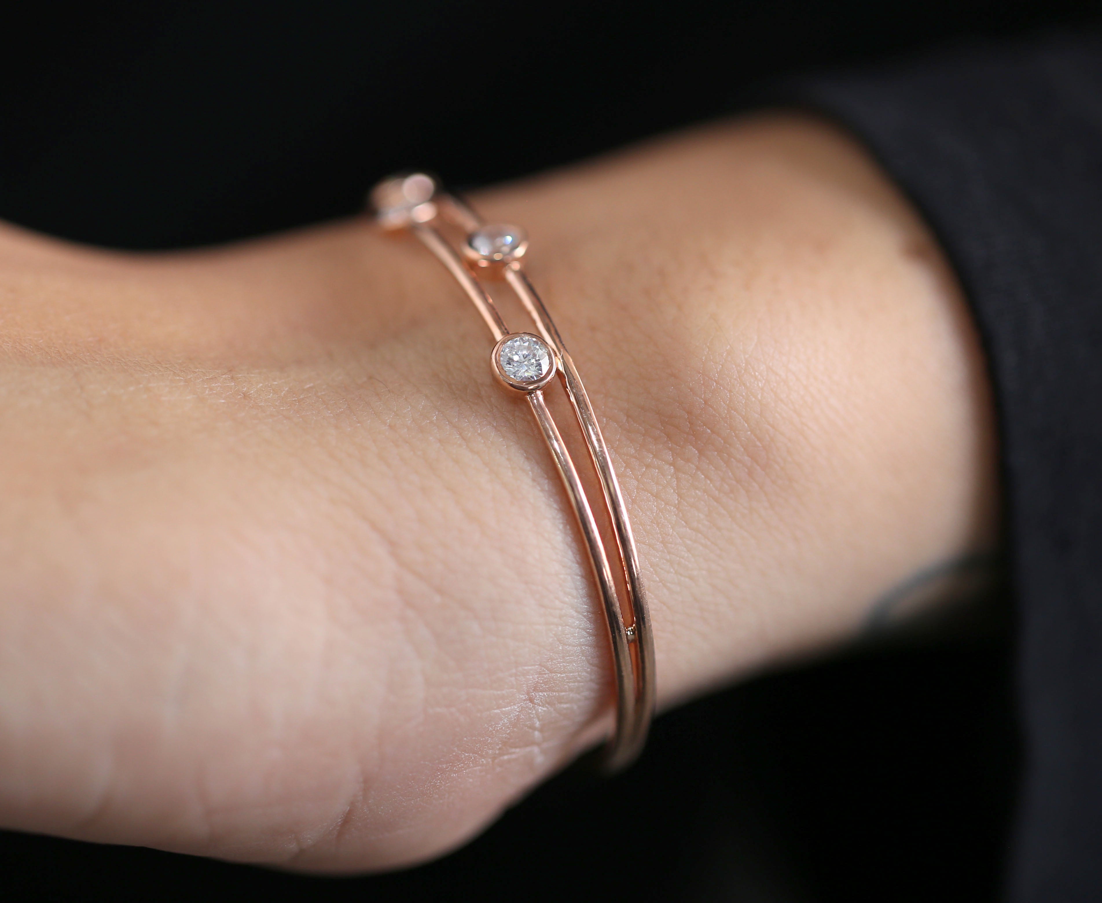 White Color Round Brilliant Cut Diamond Bracelet 14K Solid Rose White Yellow Gold Bracelet Engagement Wedding Gift Bracelet 0.68 CT KD948