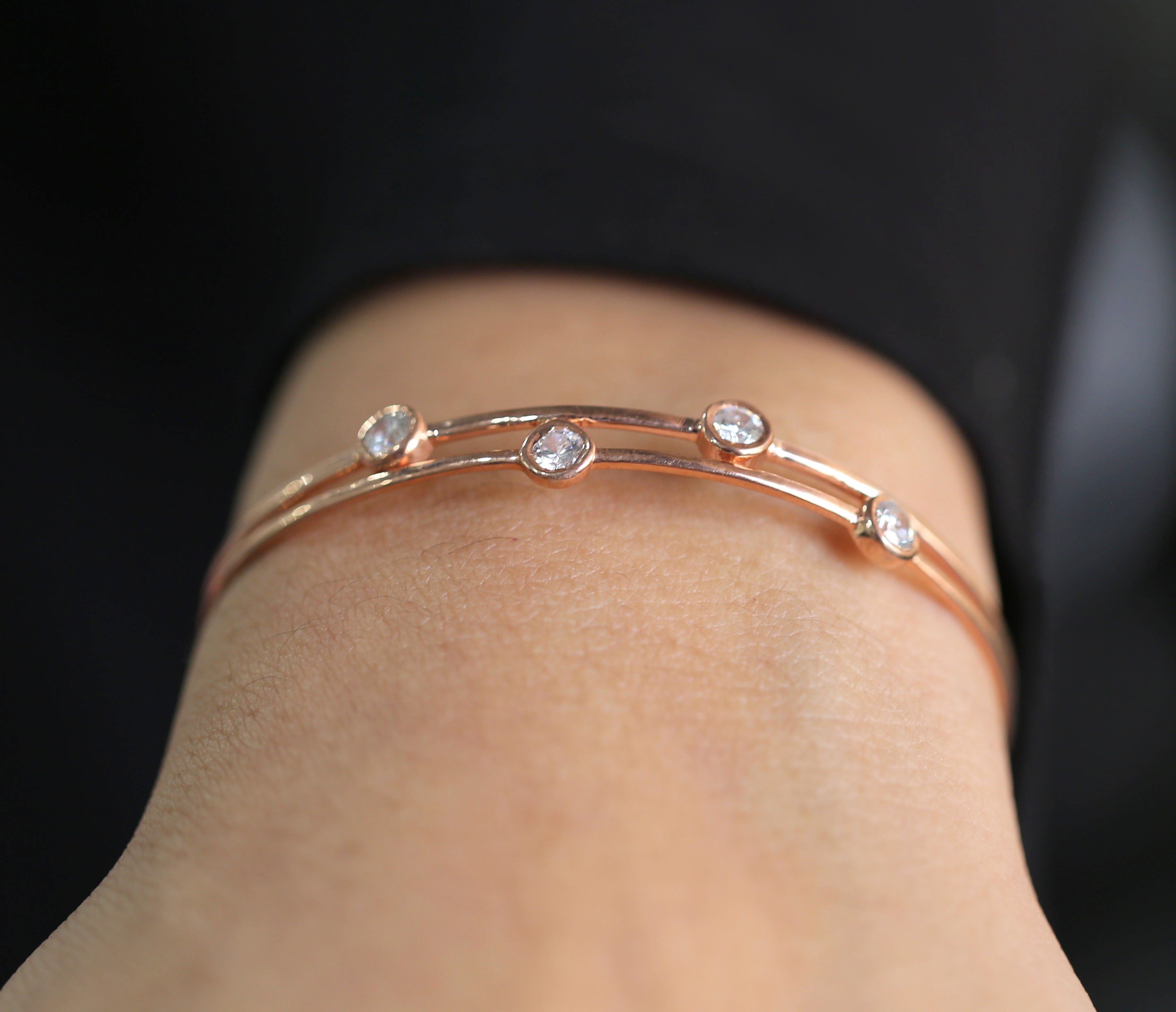 White Color Round Brilliant Cut Diamond Bracelet 14K Solid Rose White Yellow Gold Bracelet Engagement Wedding Gift Bracelet 0.68 CT KD948