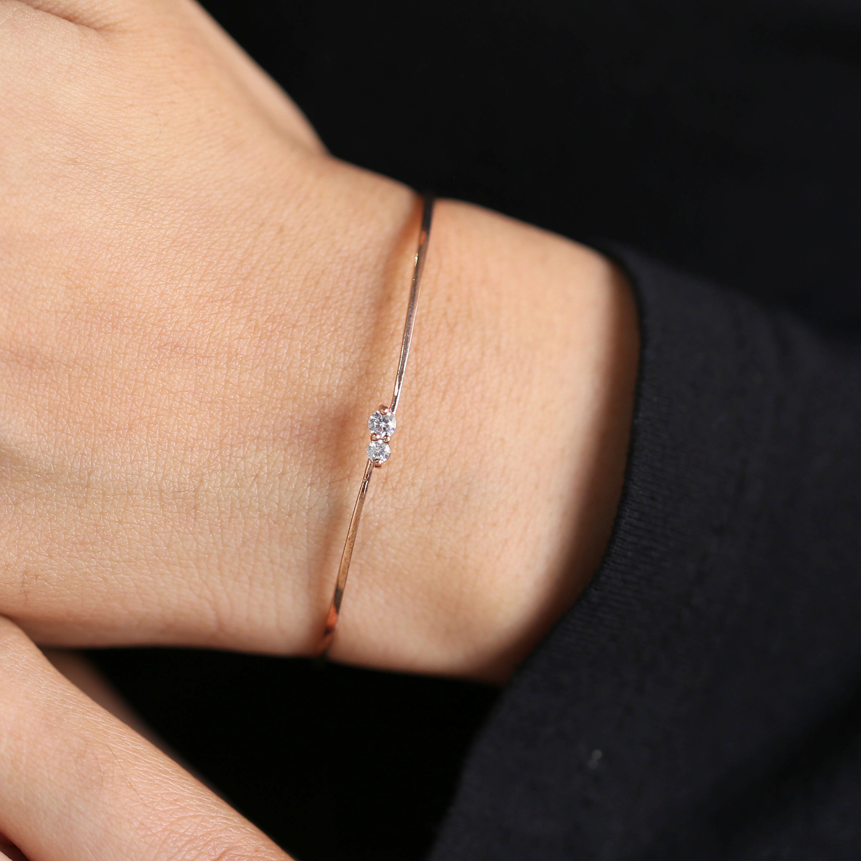 White Color Brilliant Cut Round Diamond Bracelet 14K Solid Rose White Yellow Gold Bracelet Engagement Wedding Gift Bracelet 0.17 CT KD944